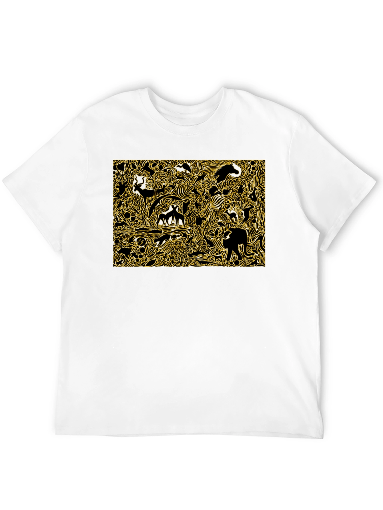Abstract Animal Print Black Cotton Tee