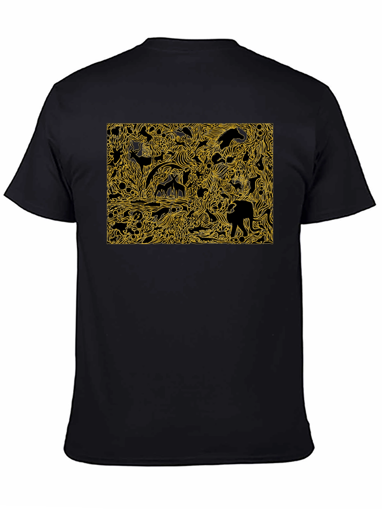 Abstract Animal Print Black Cotton Tee