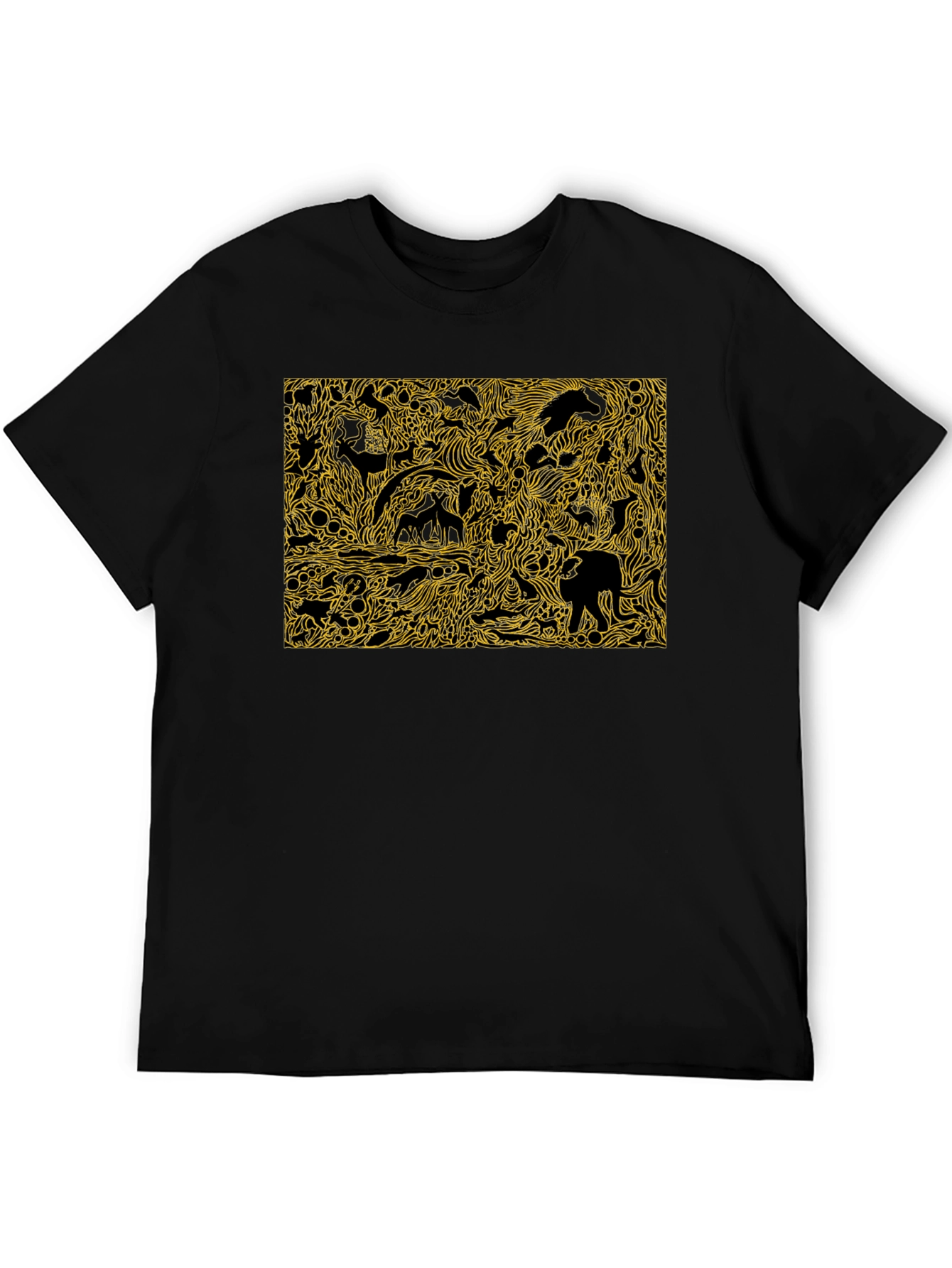 Abstract Animal Print Black Cotton Tee