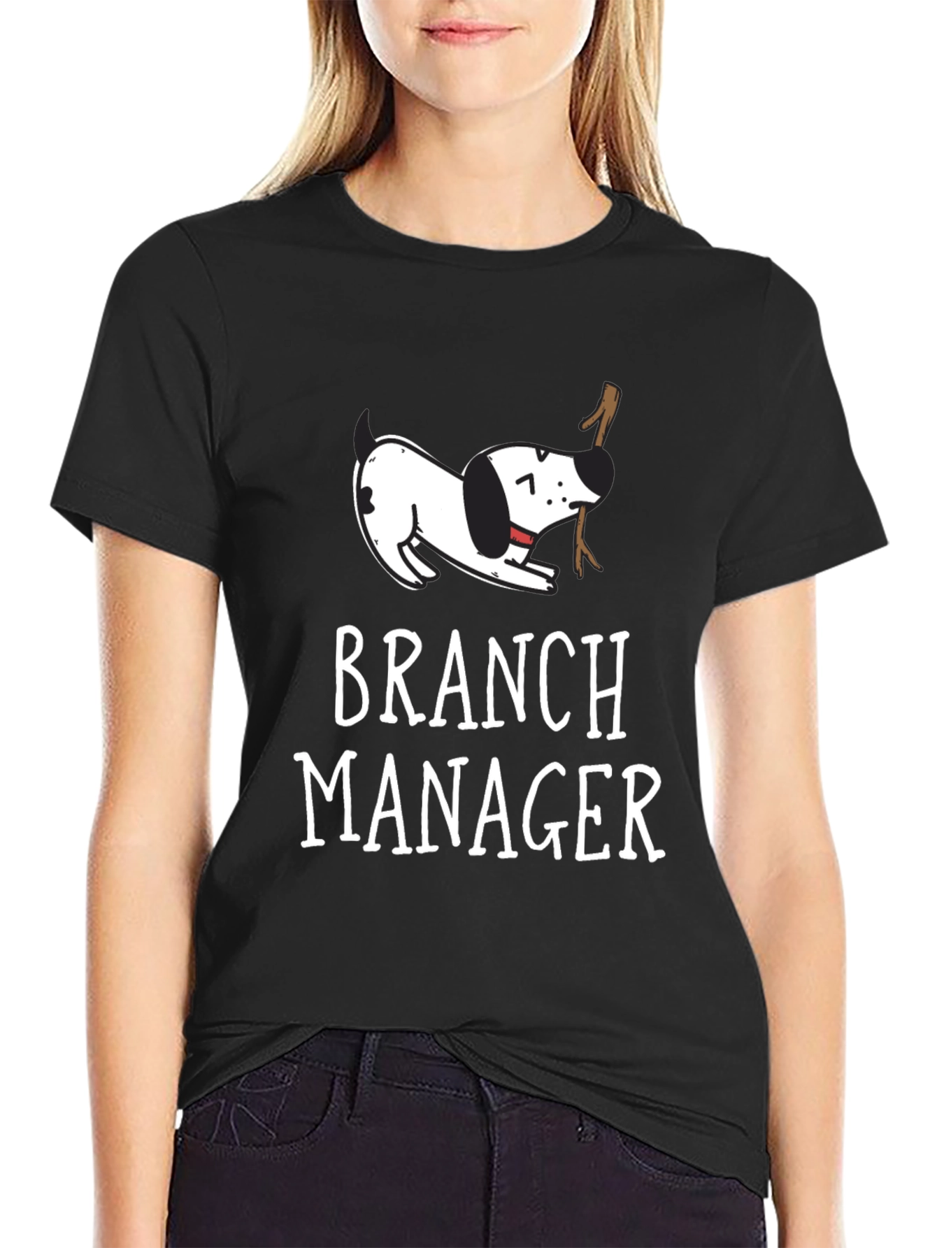 Branch Manager Dog Graphic T-Shirt - Black