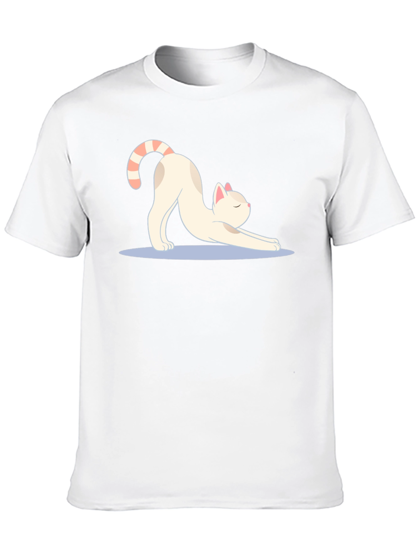 Stretching Cat Graphic Tee - Soft Black Cotton T-Shirt