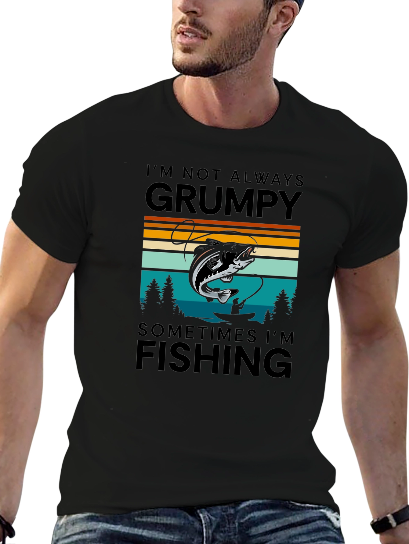 Grumpy Fishing Graphic T-Shirt
