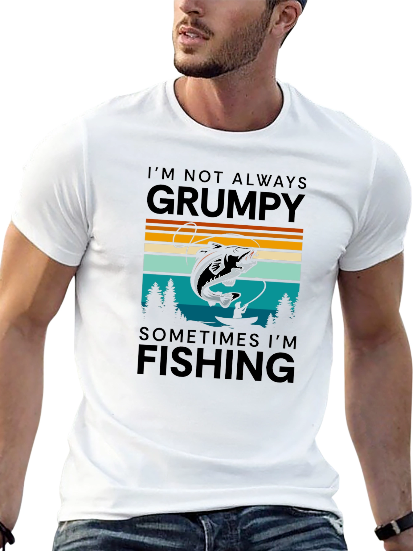 Grumpy Fishing Graphic T-Shirt