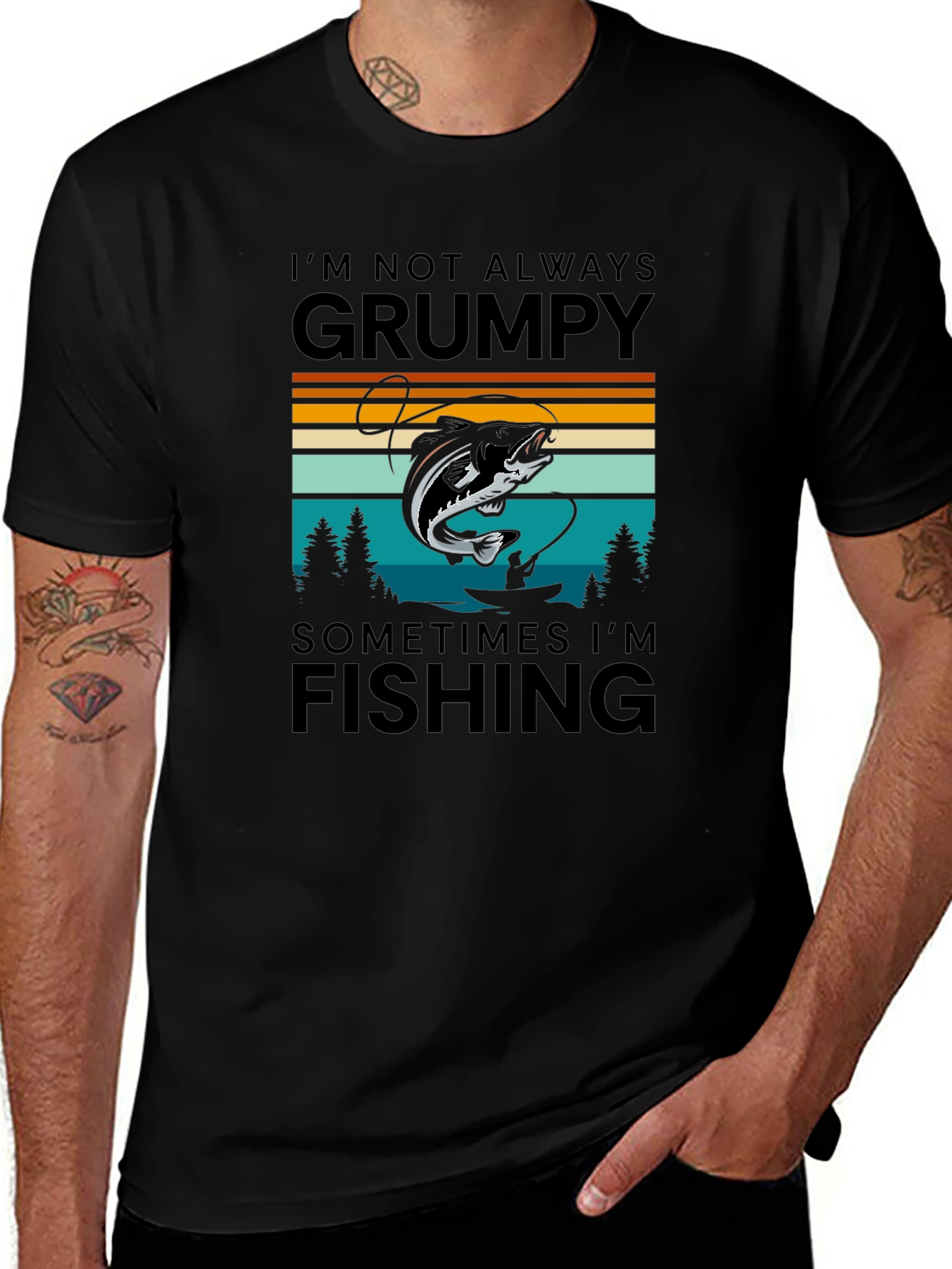 Grumpy Fishing Graphic T-Shirt