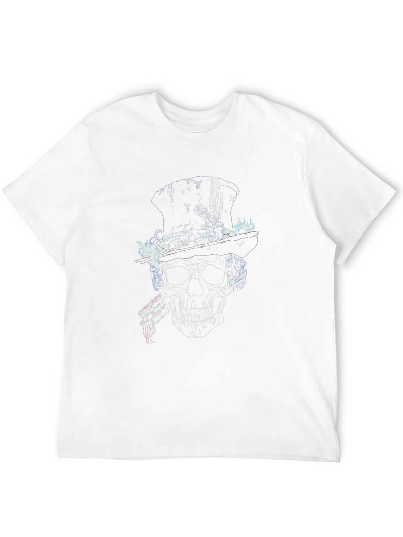 Skull in Top Hat Graphic Print T-Shirt