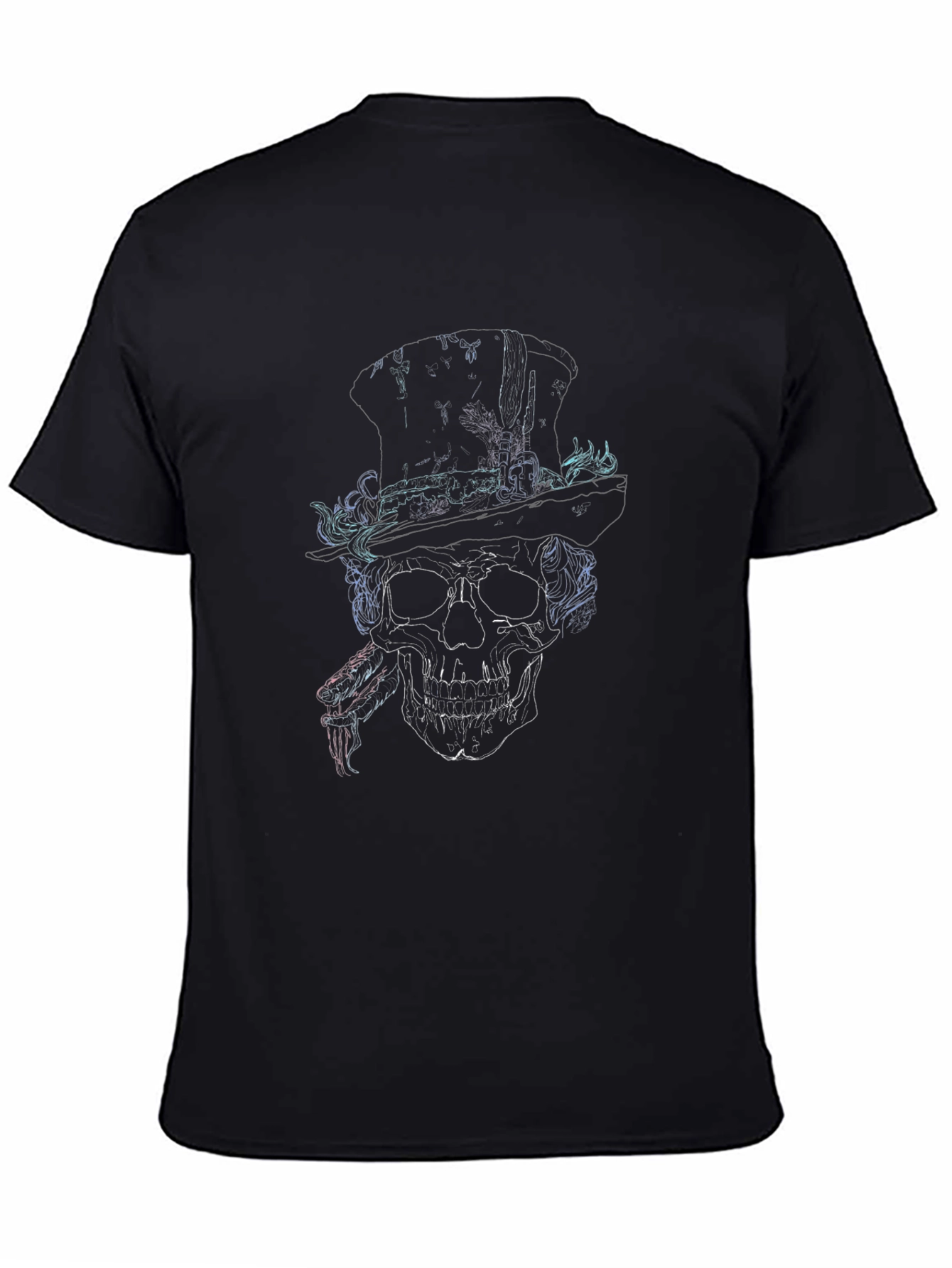 Skull in Top Hat Graphic Print T-Shirt