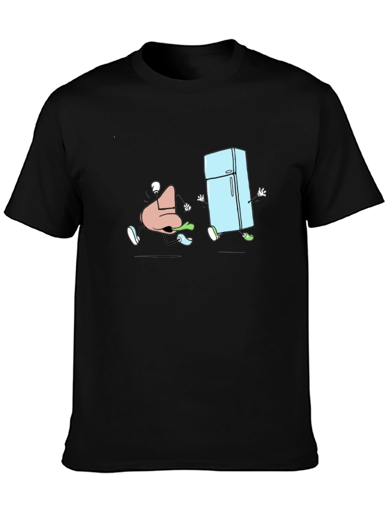 Cartoon Nose and Fridge Running T-Shirt