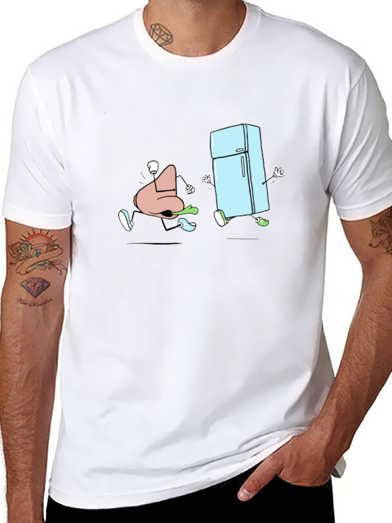 Cartoon Nose and Fridge Running T-Shirt