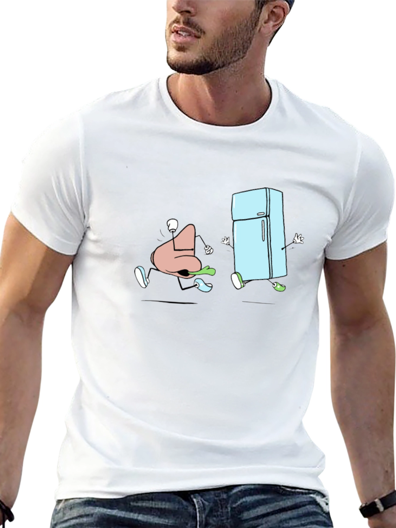 Cartoon Nose and Fridge Running T-Shirt