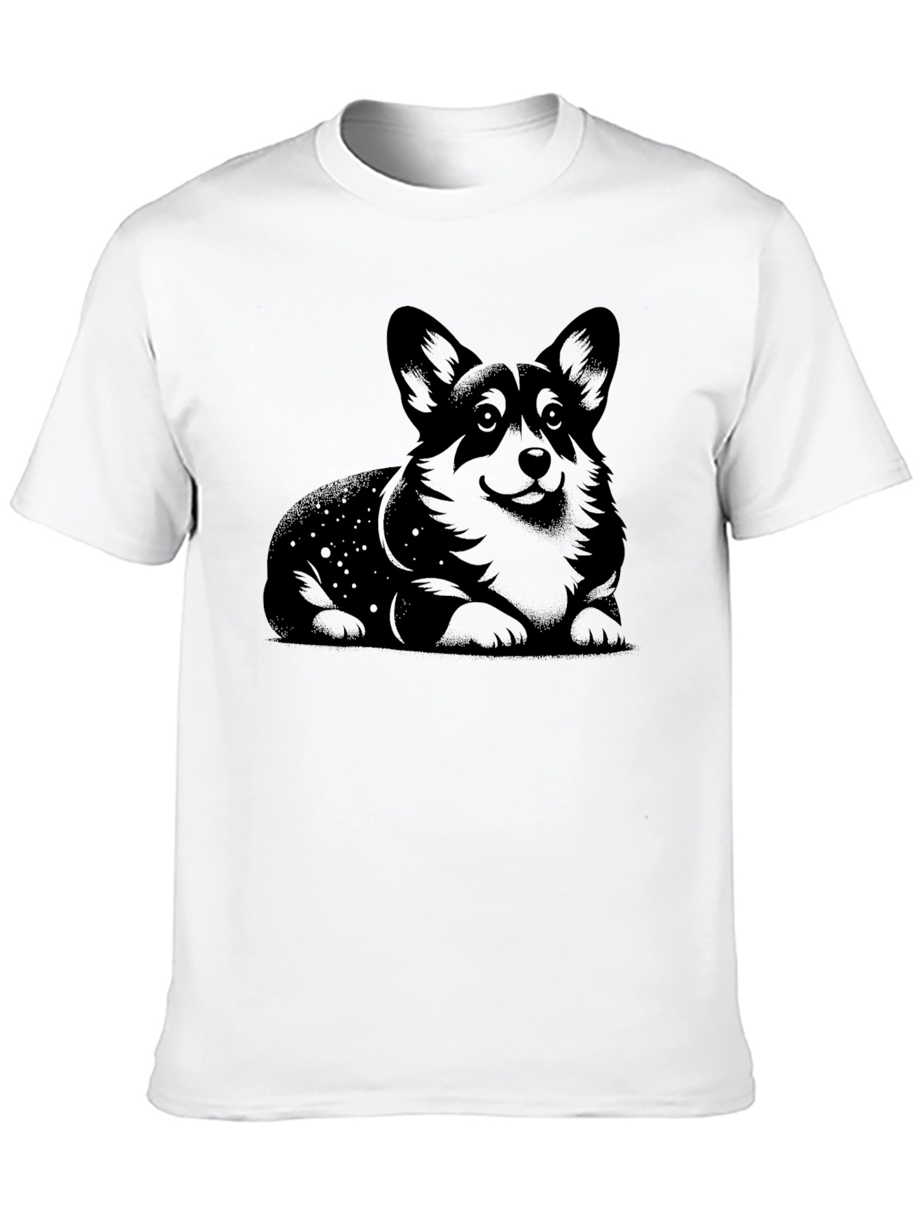 Corgi Dog Graphic Print Black T-Shirt