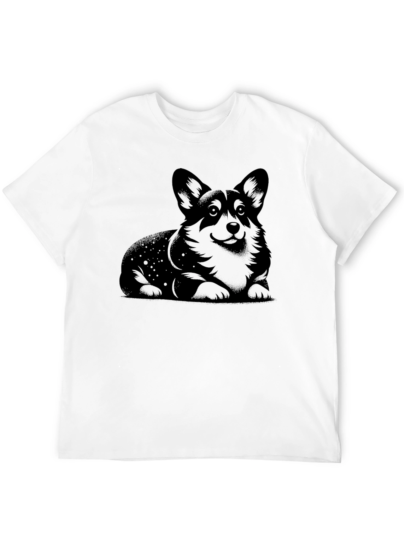 Corgi Dog Graphic Print Black T-Shirt