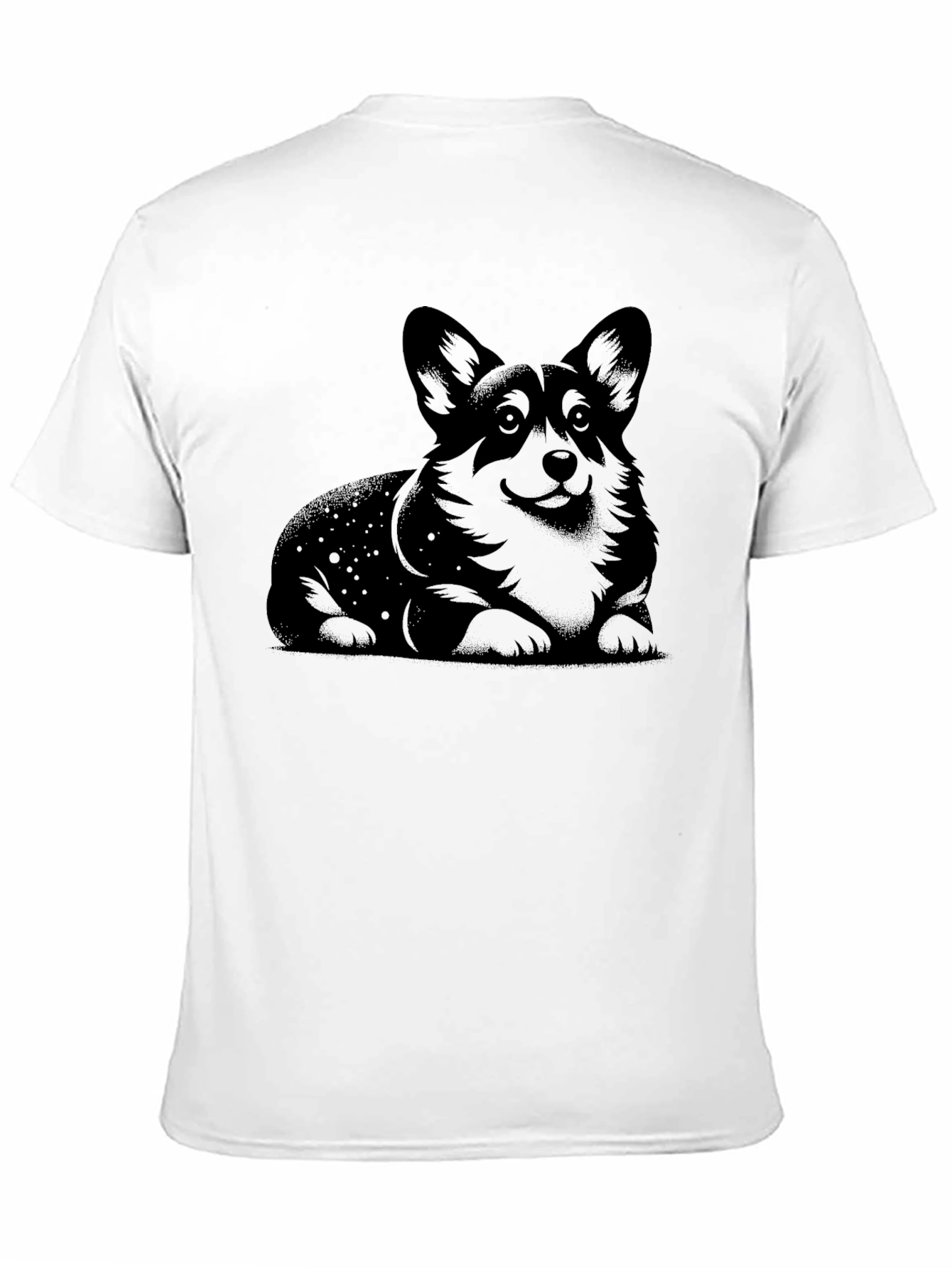 Corgi Dog Graphic Print Black T-Shirt