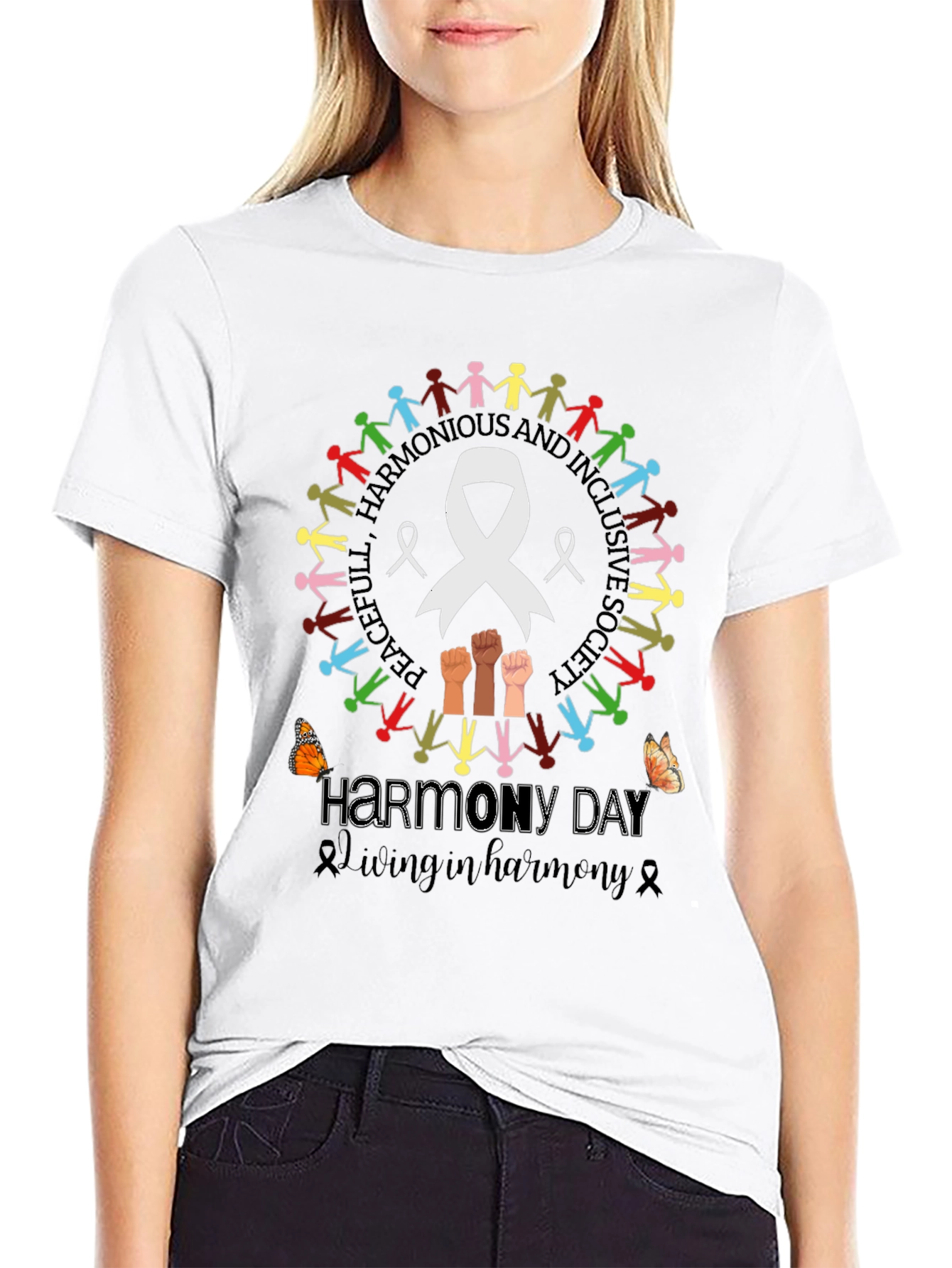 Harmony Day T-Shirt: Peaceful Harmonious & Inclusive Society