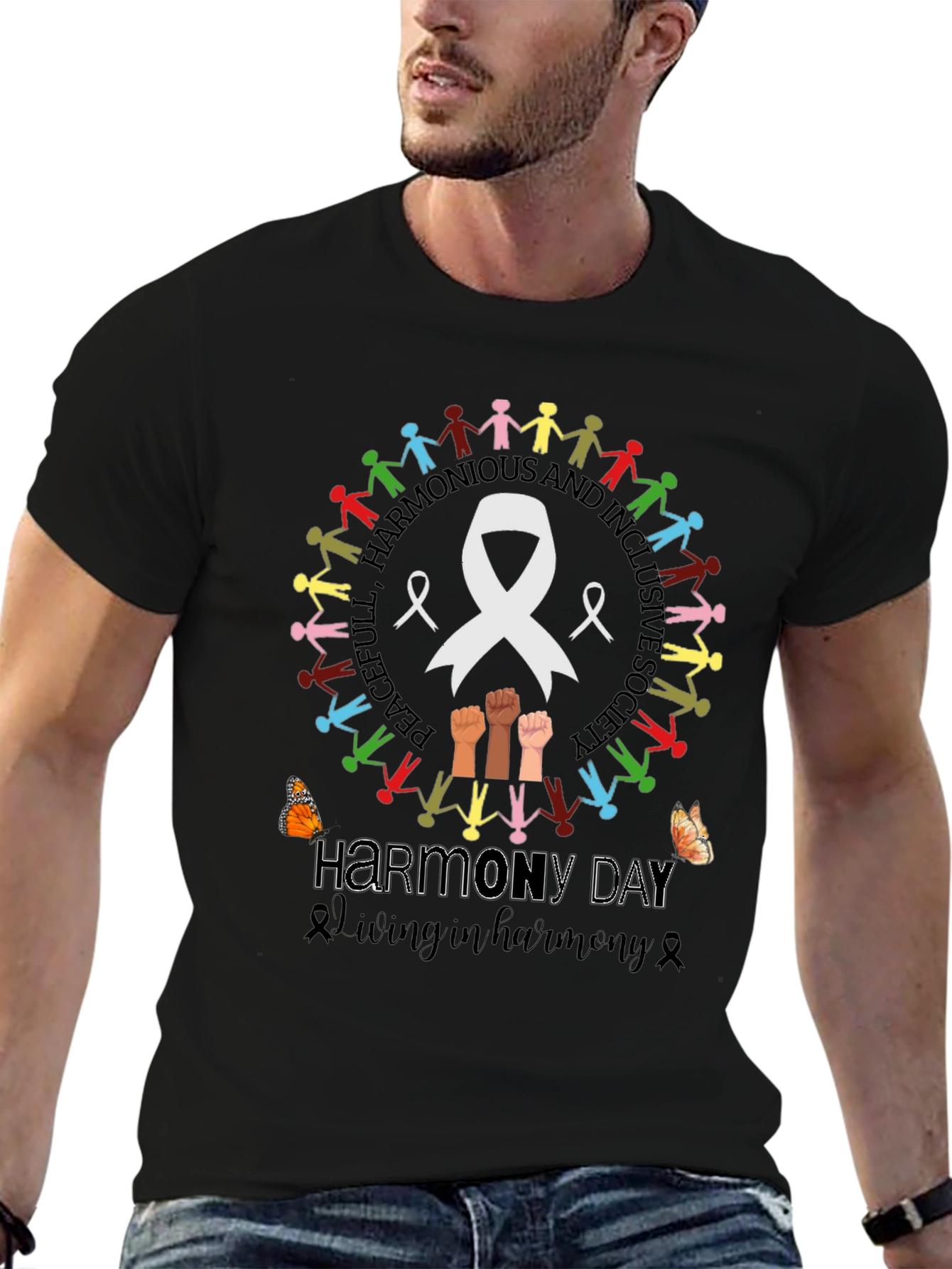 Harmony Day T-Shirt: Peaceful Harmonious & Inclusive Society