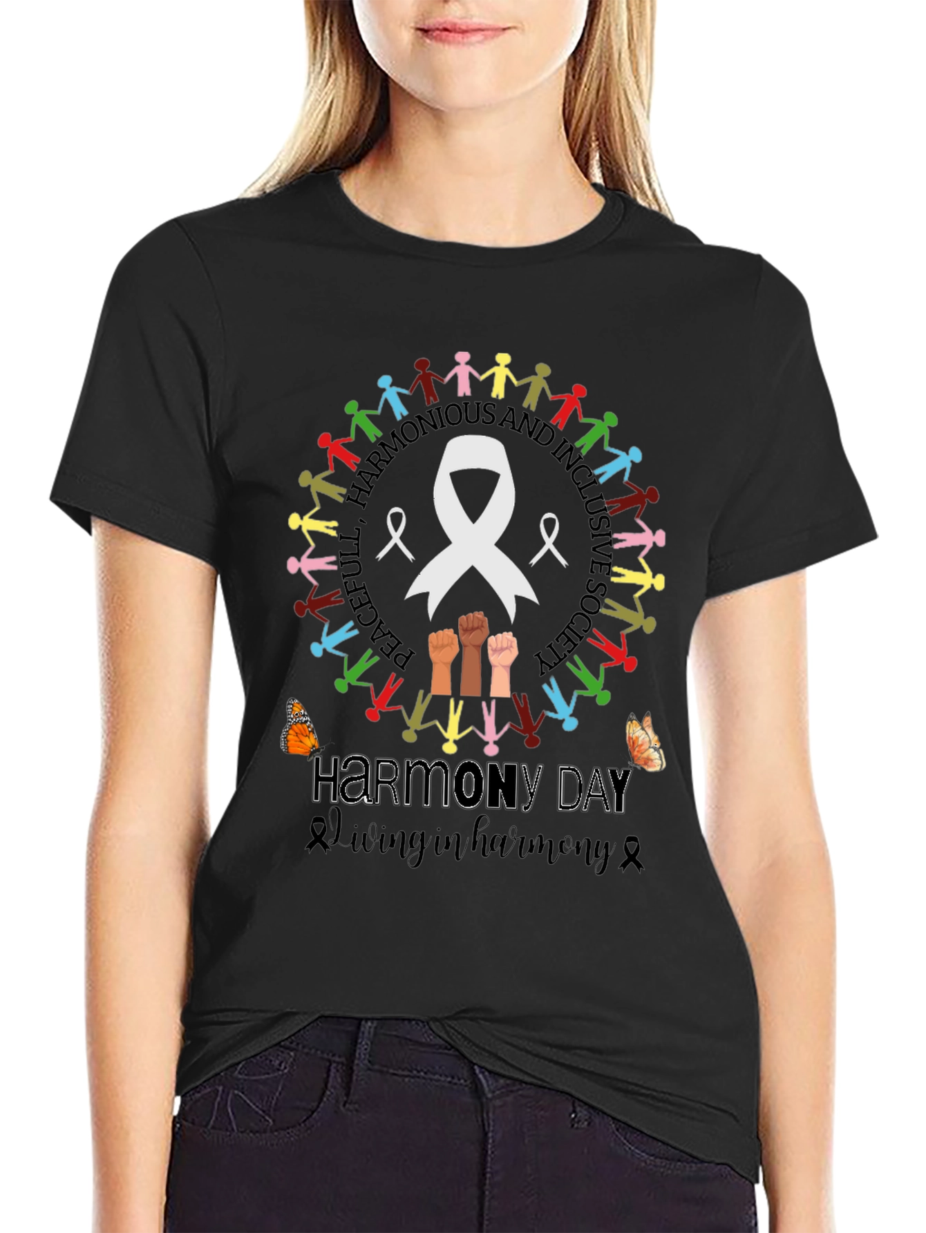 Harmony Day T-Shirt: Peaceful Harmonious & Inclusive Society