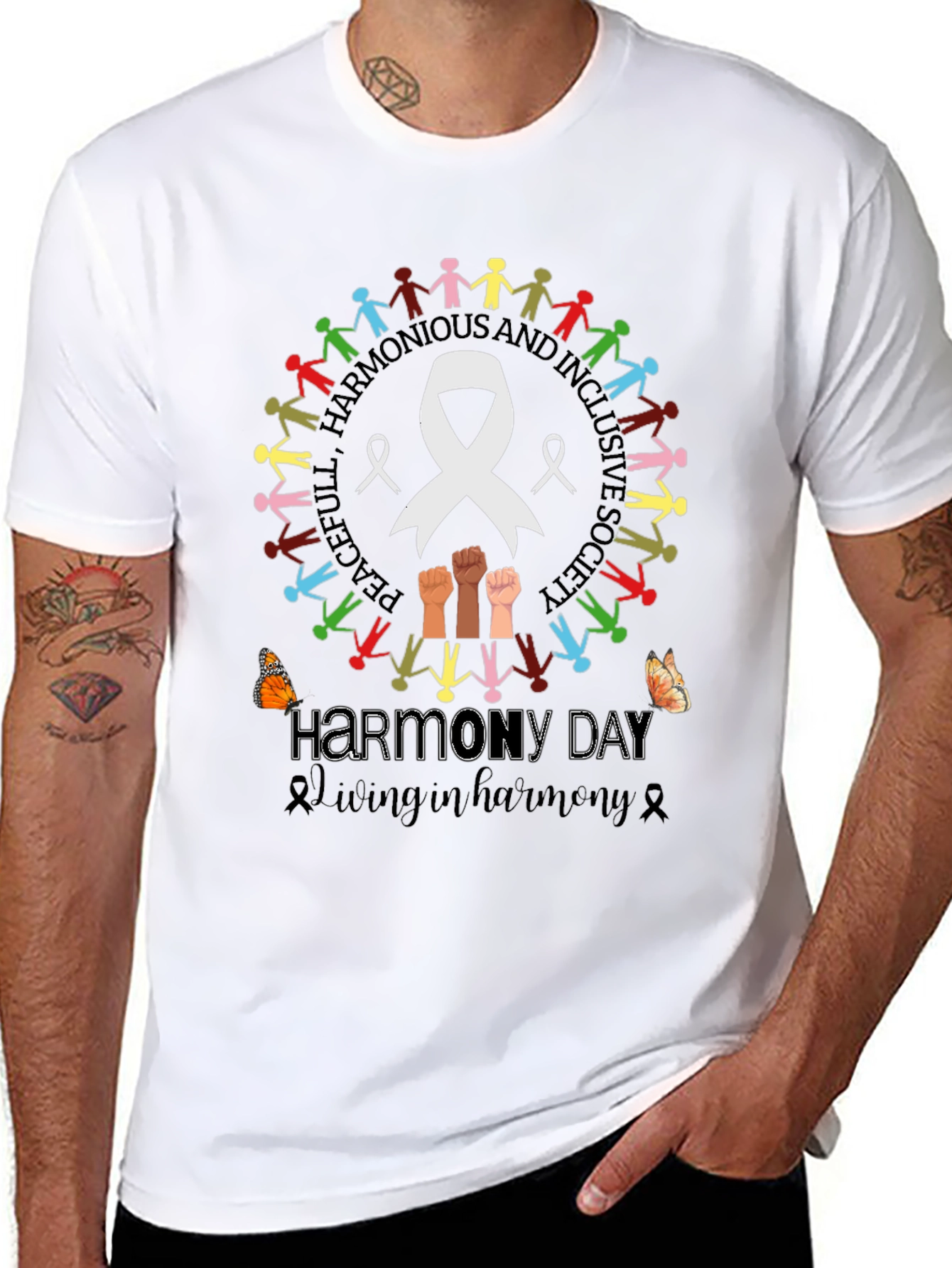 Harmony Day T-Shirt: Peaceful Harmonious & Inclusive Society