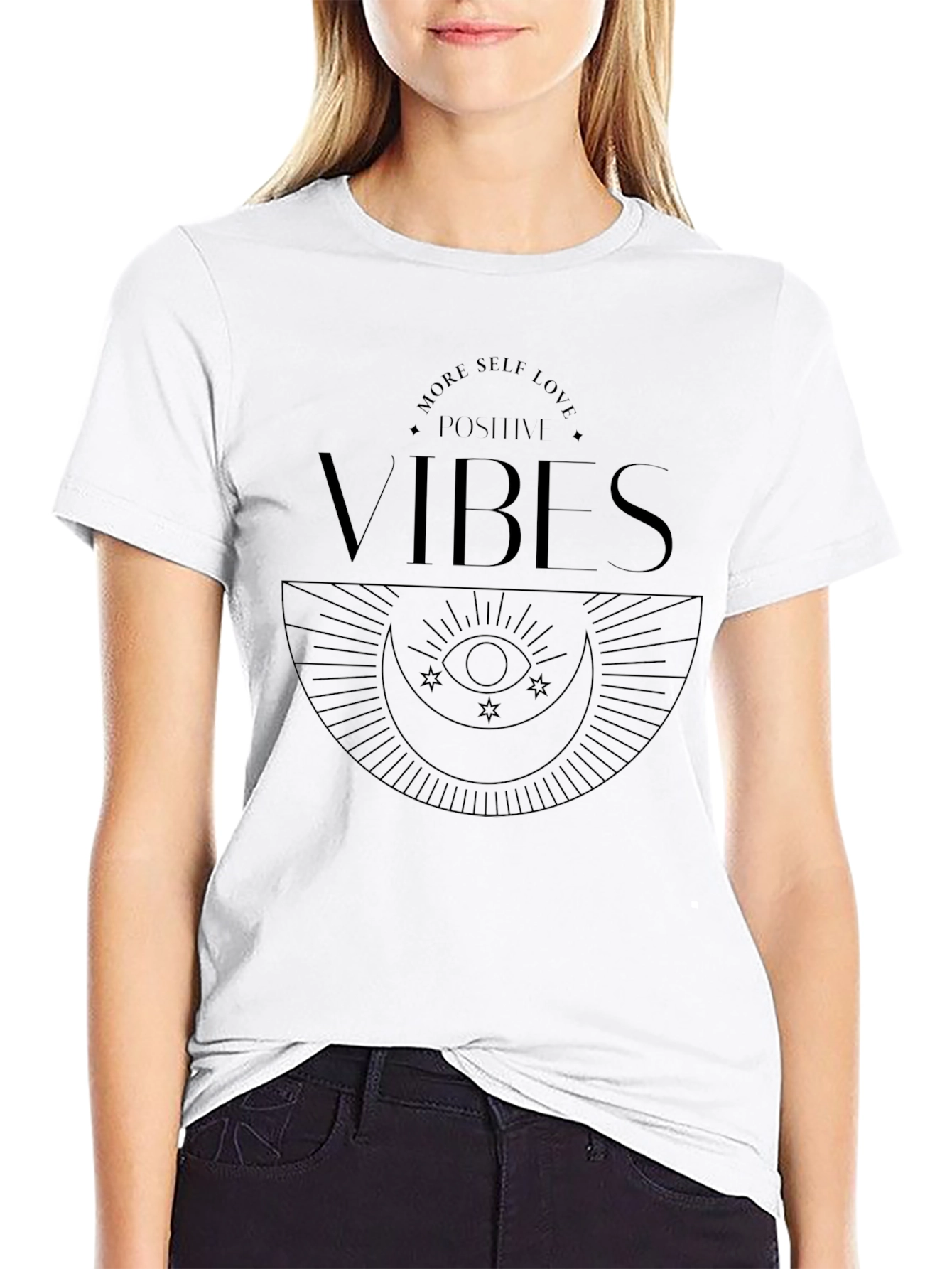 Positive Vibes Graphic Tee - Soft Black Cotton T-Shirt