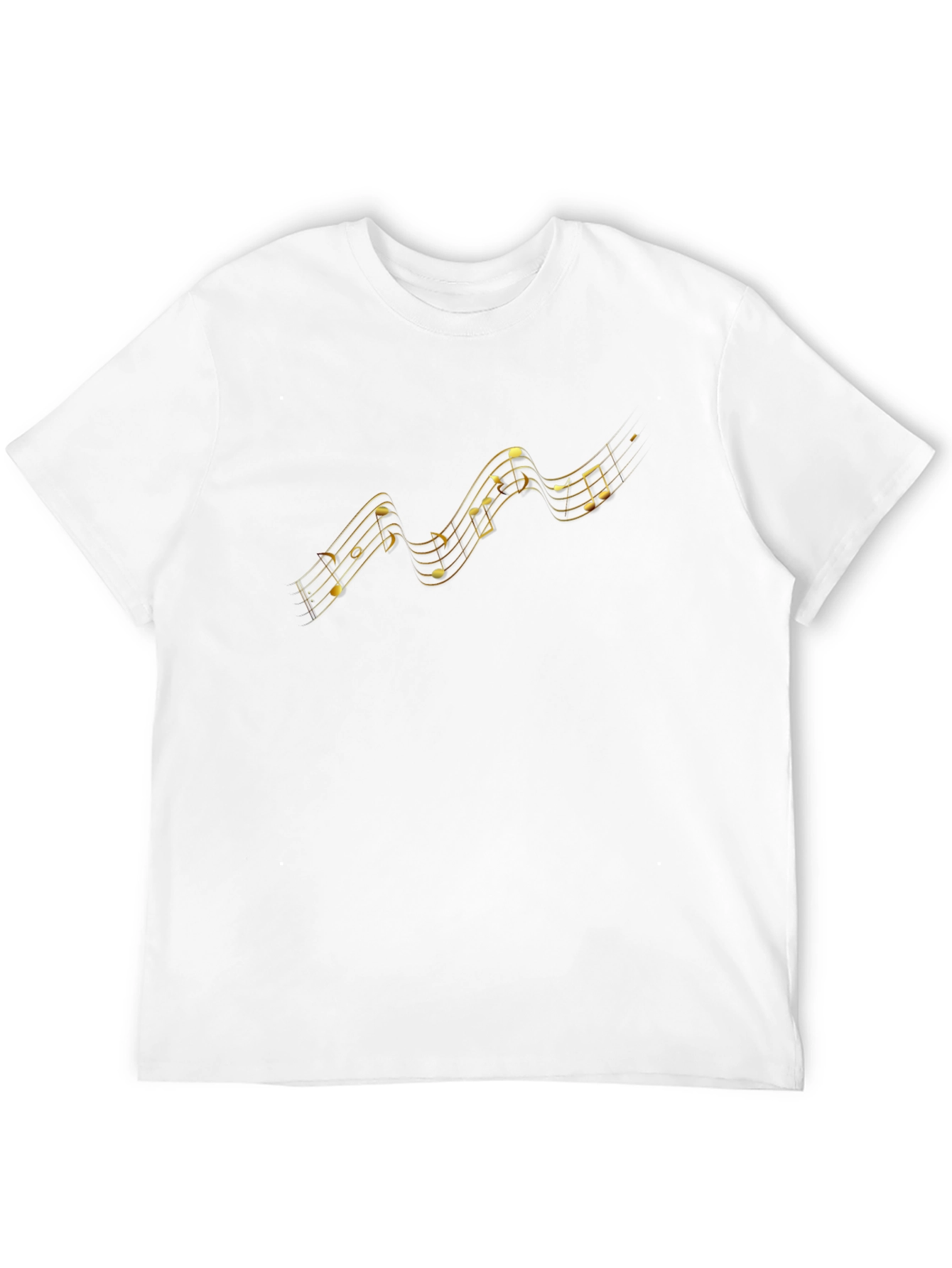Golden Music Notes Graphic Black T-Shirt