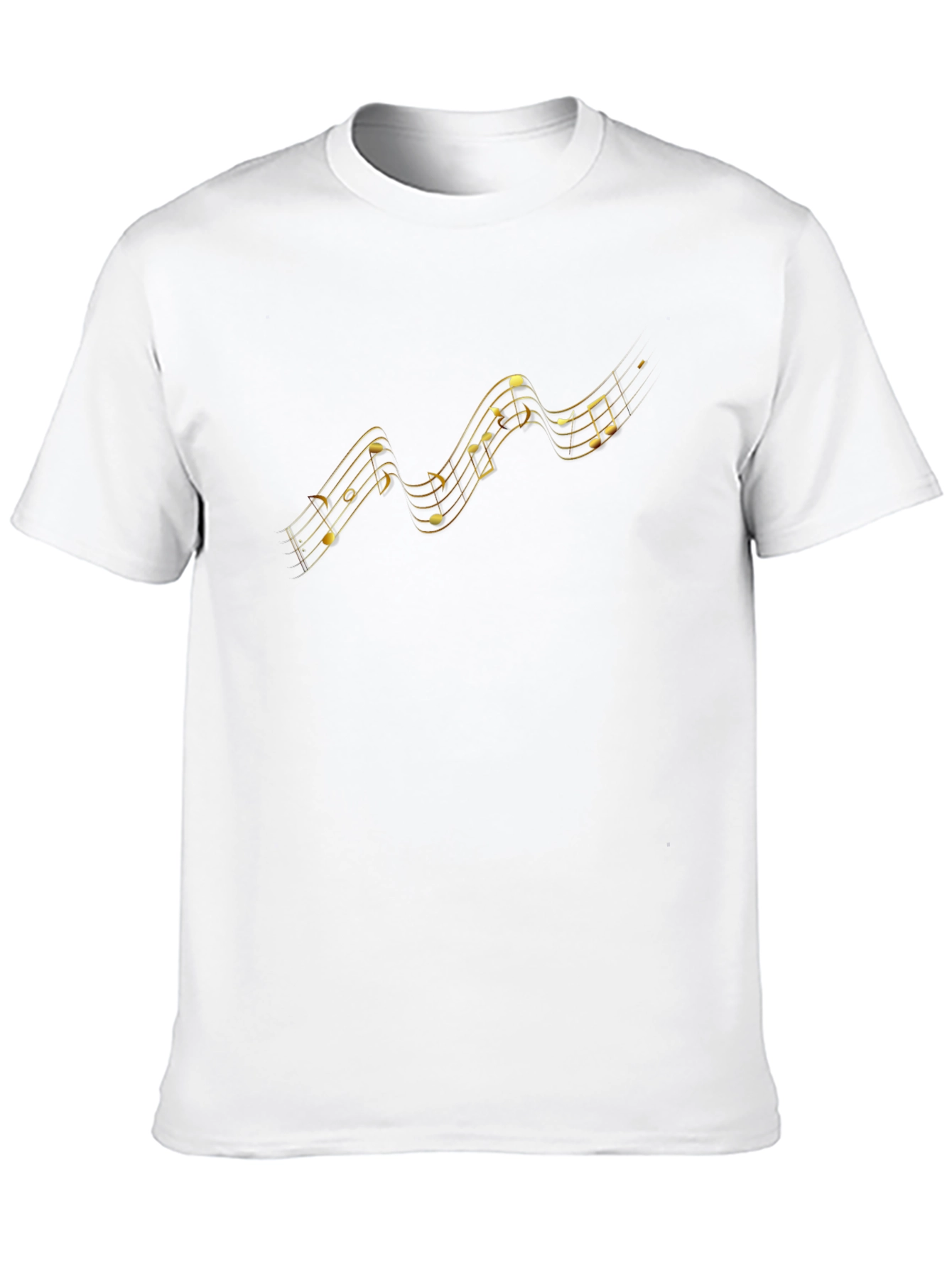 Golden Music Notes Graphic Black T-Shirt