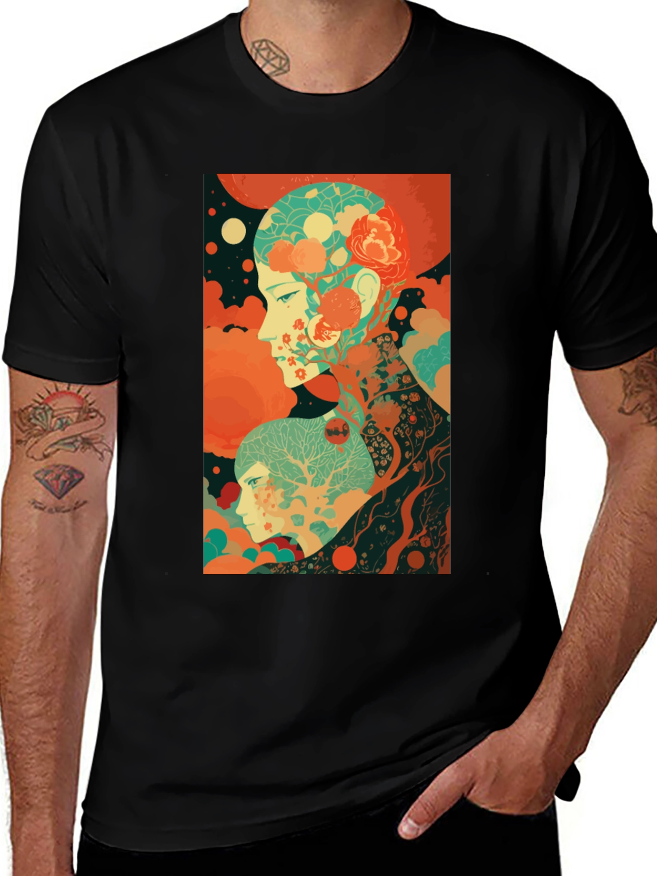 Artistic Mindscape Graphic Tee - Black