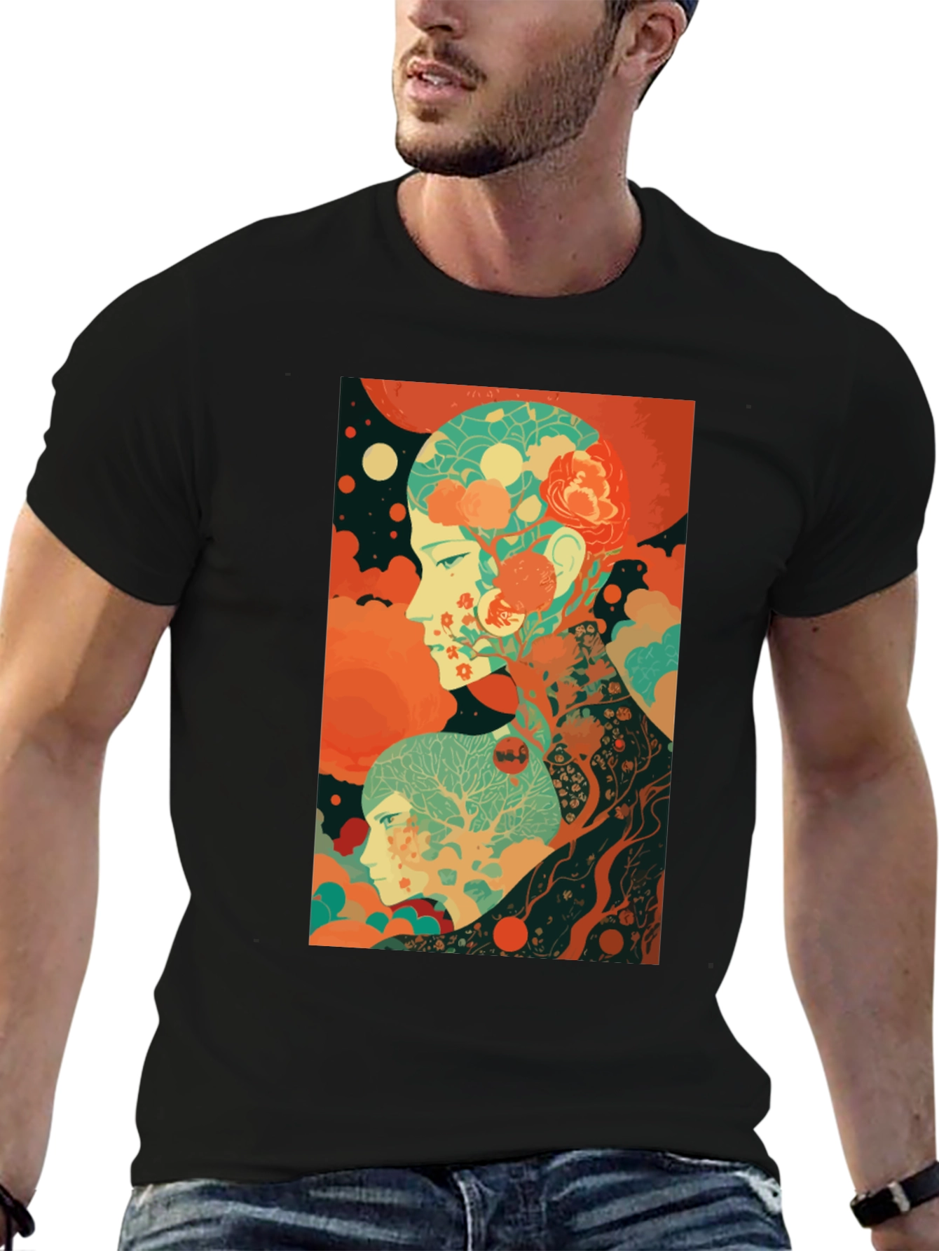 Artistic Mindscape Graphic Tee - Black