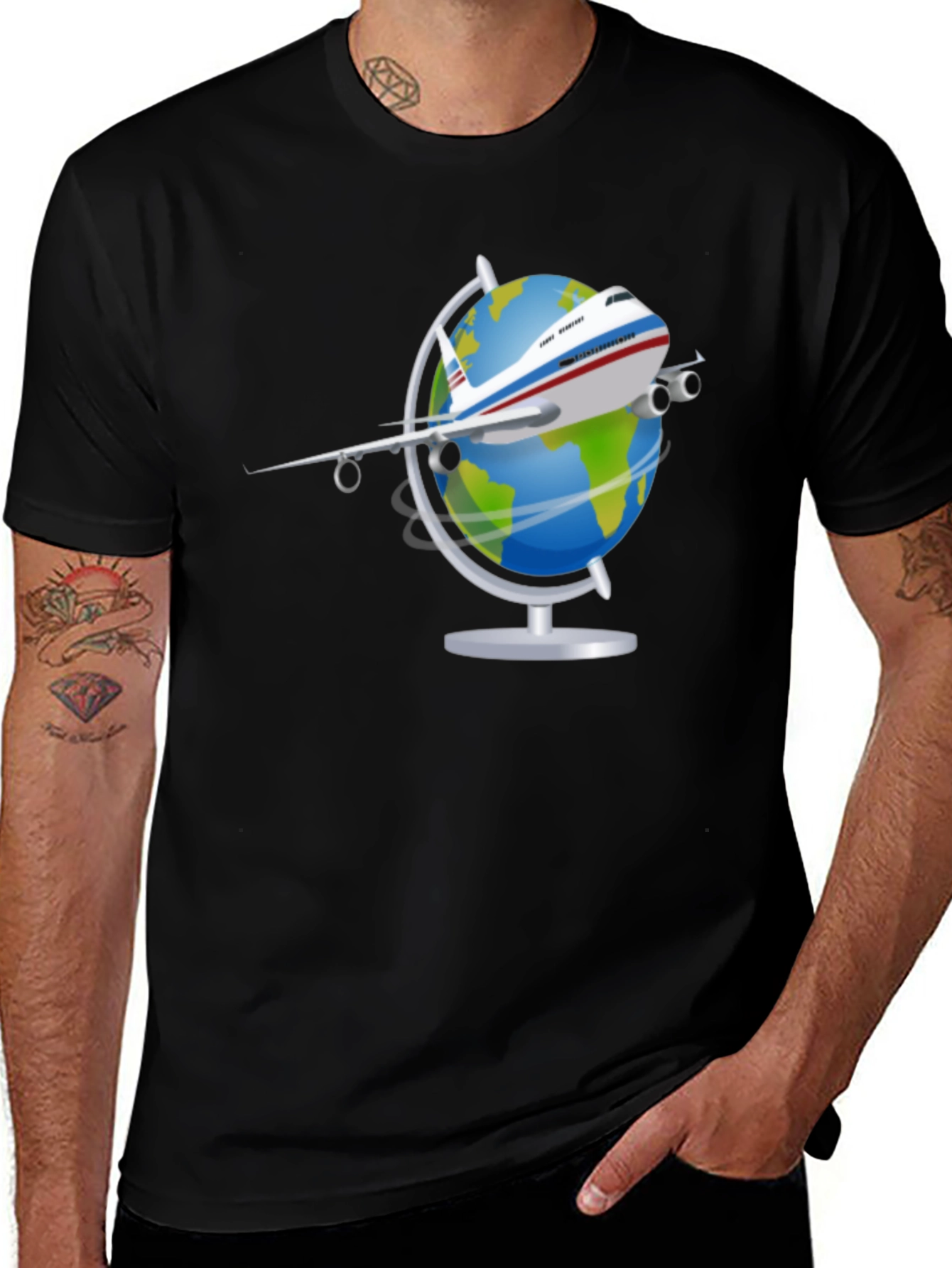 Travel the World Airplane Globe Graphic Tee