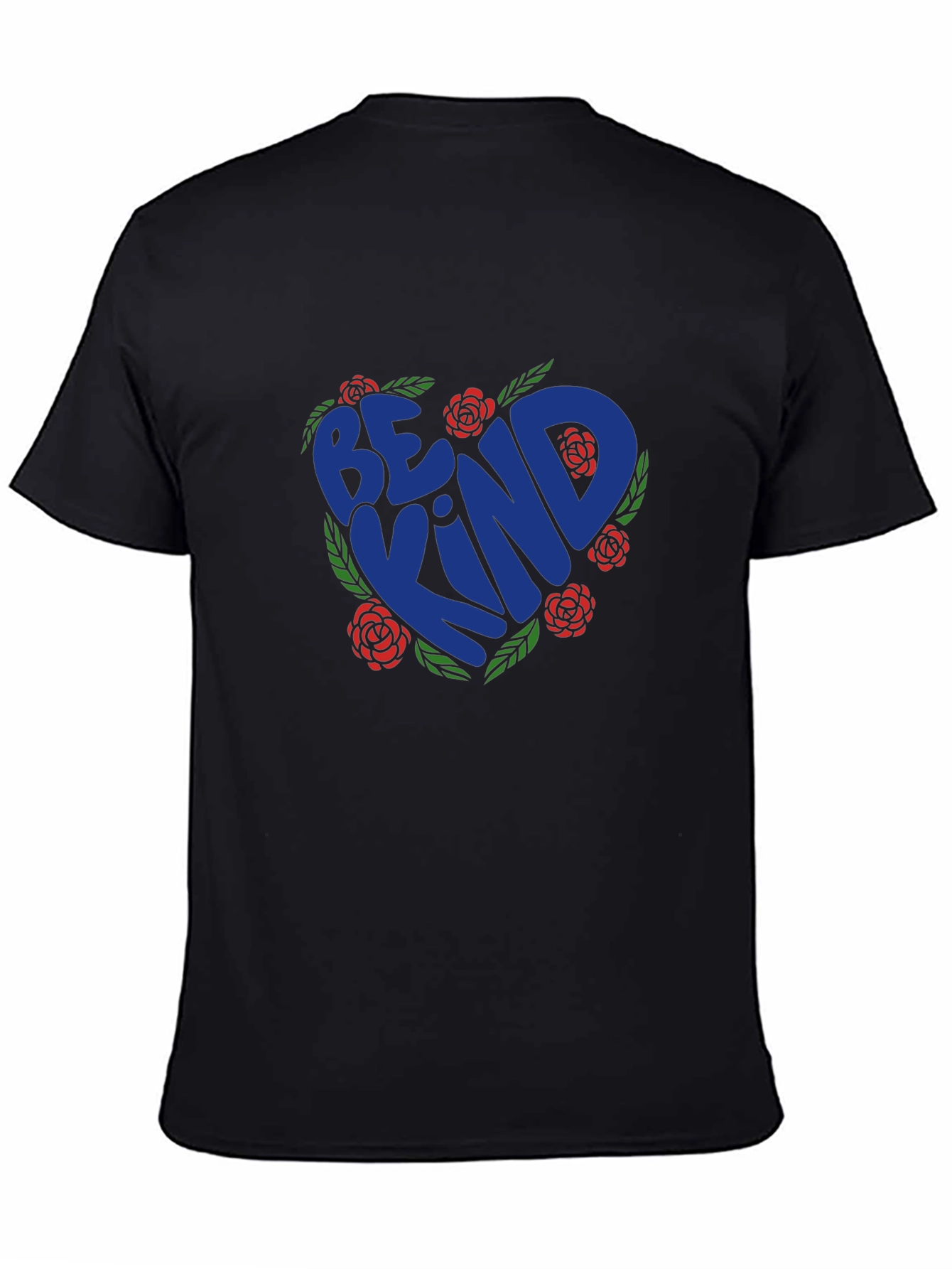 Be Kind Heart Rose Graphic T-Shirt - Black