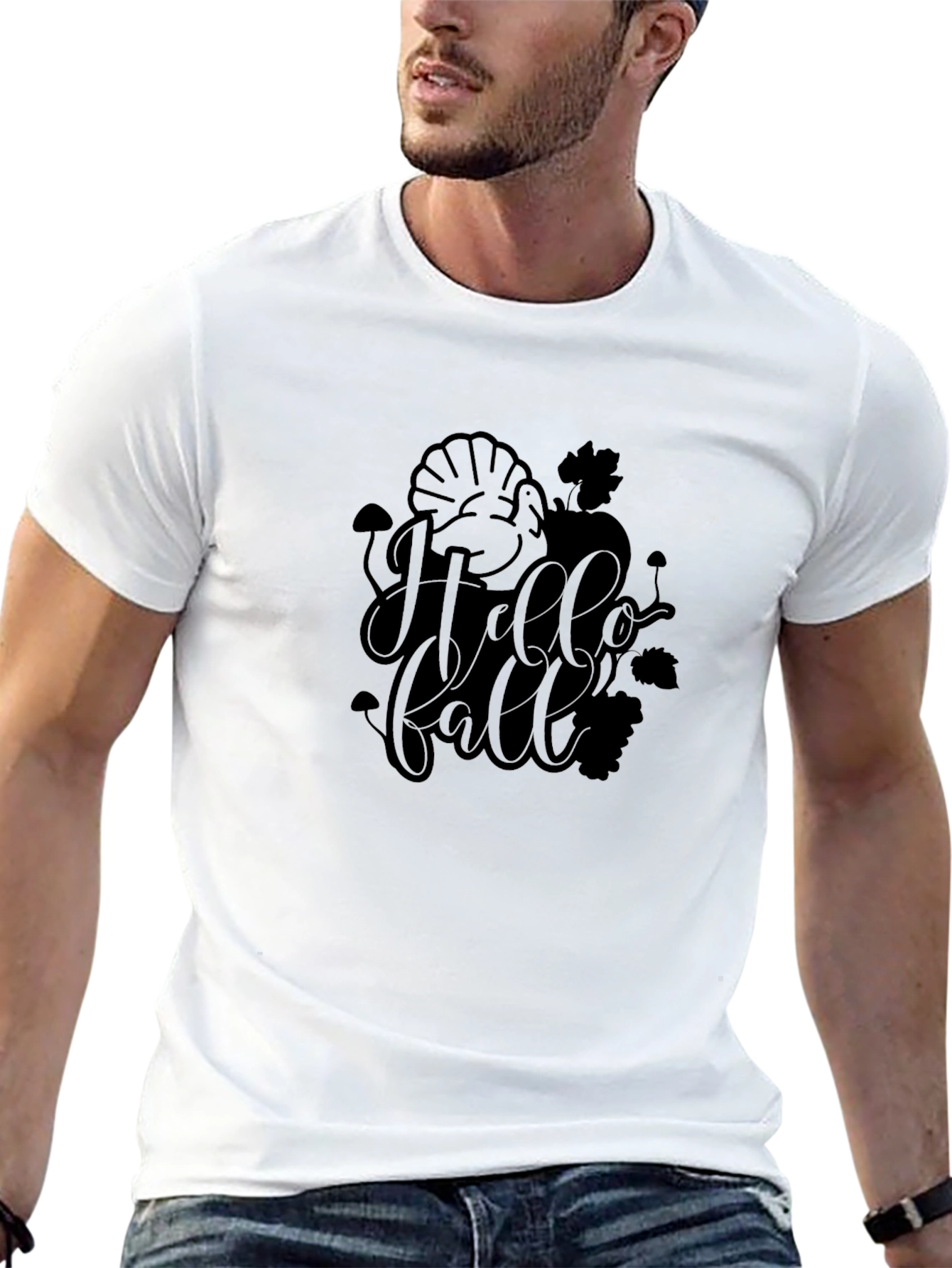 Hello Fall T-Shirt: Black Crewneck