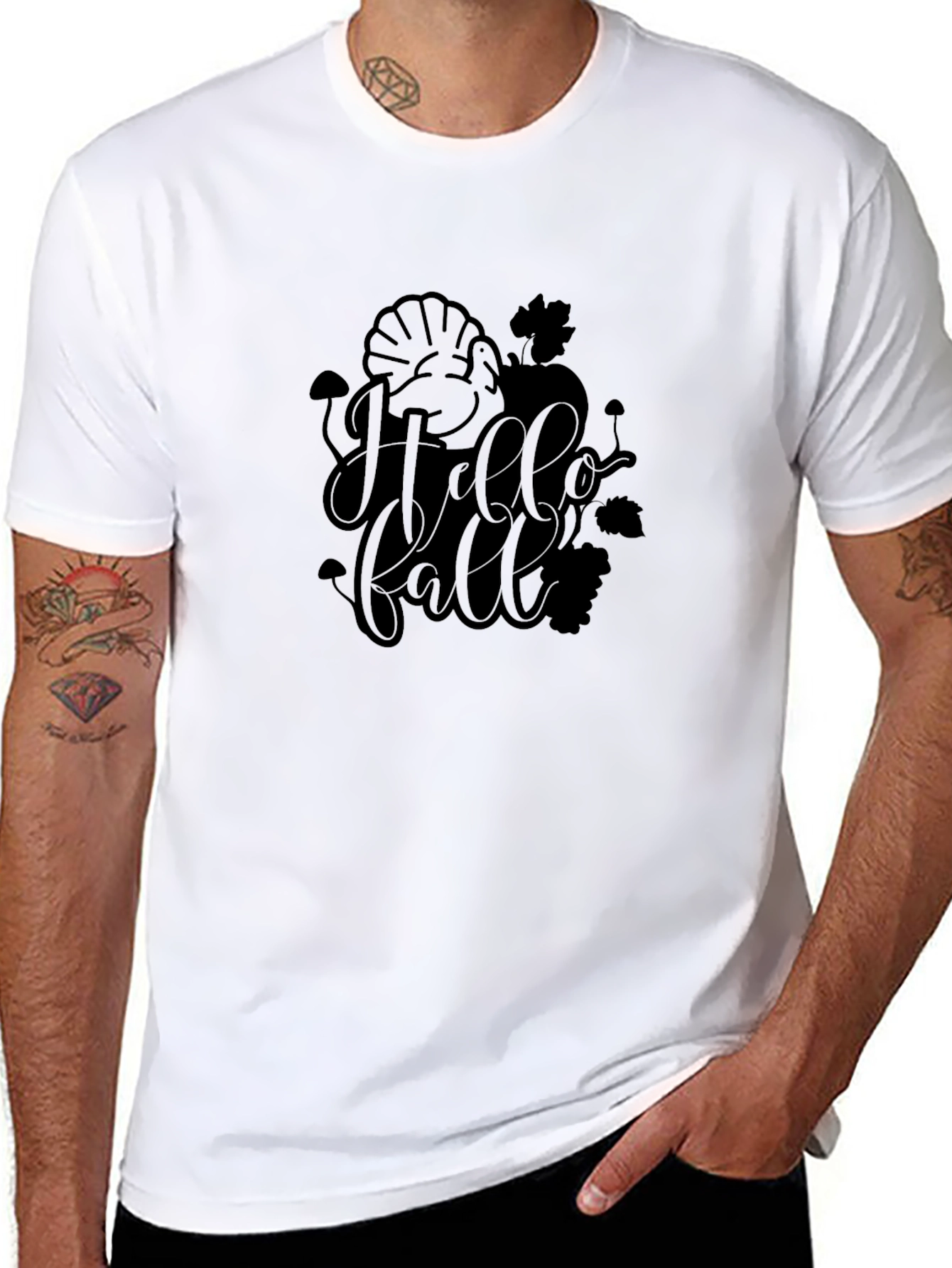 Hello Fall T-Shirt: Black Crewneck