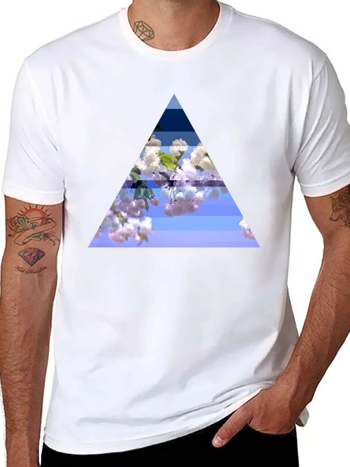 Floral Triangle Graphic Black T-Shirt