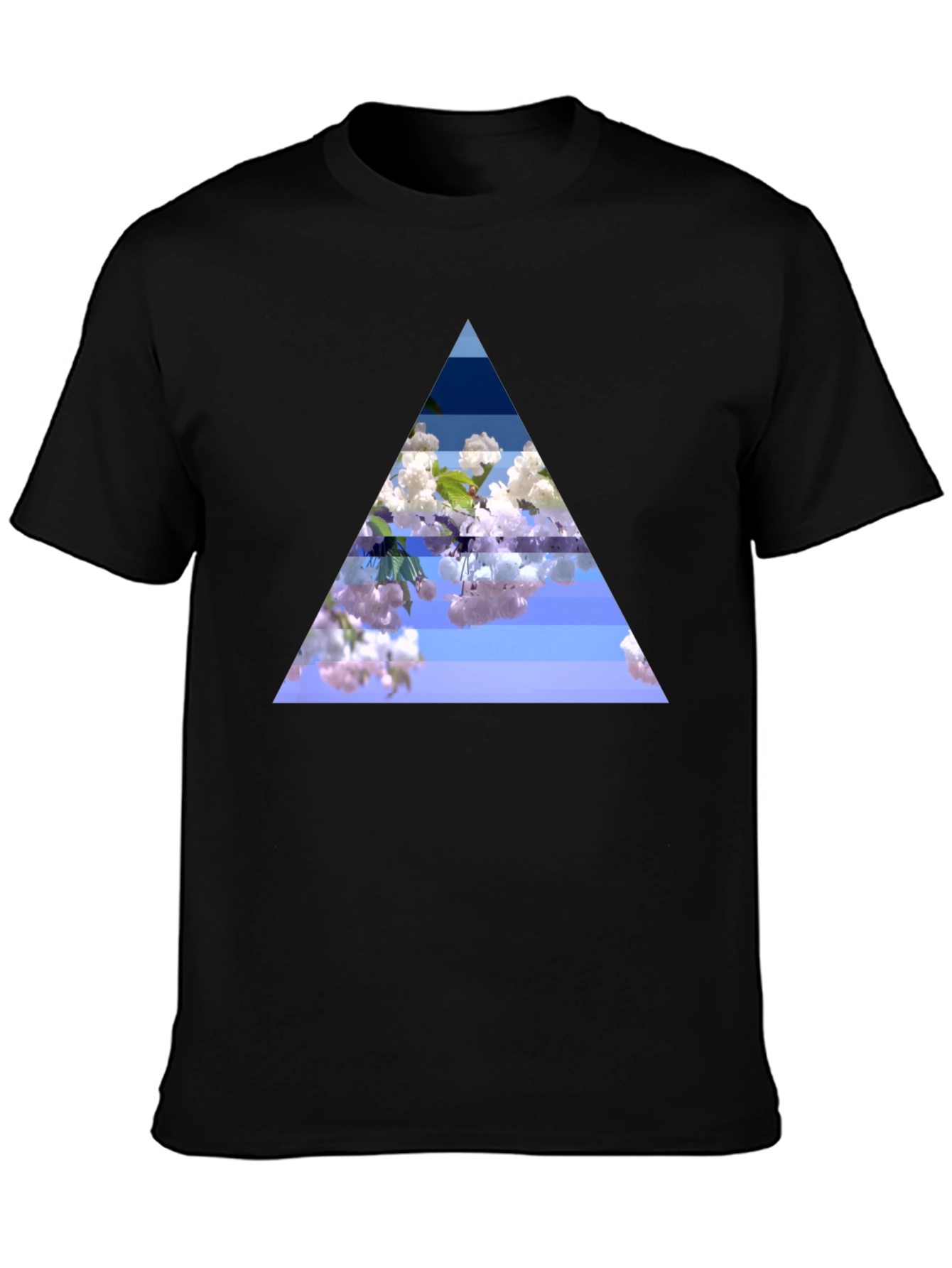 Floral Triangle Graphic Black T-Shirt