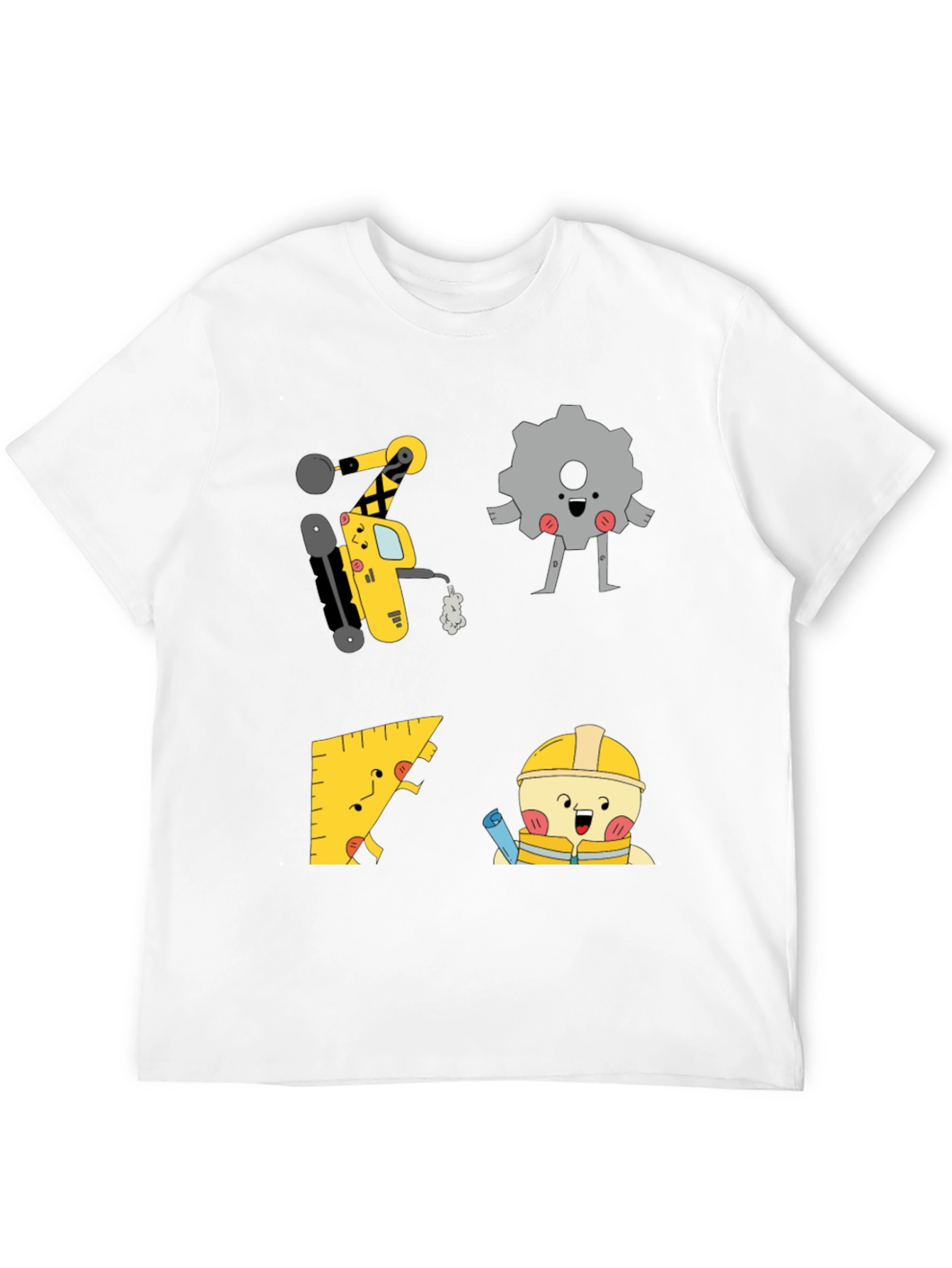 Engineer Cartoon Graphic Black T-Shirt
