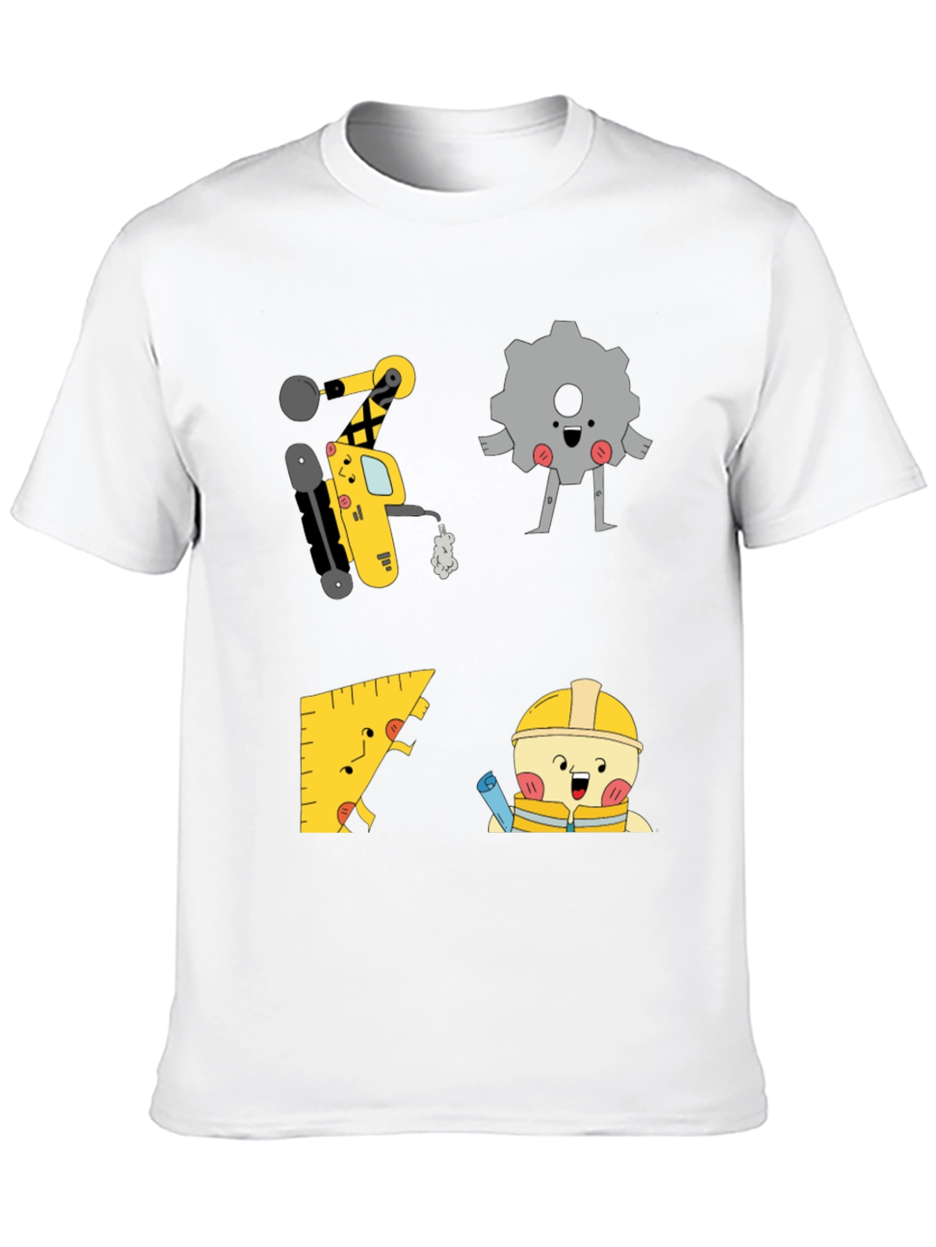 Engineer Cartoon Graphic Black T-Shirt