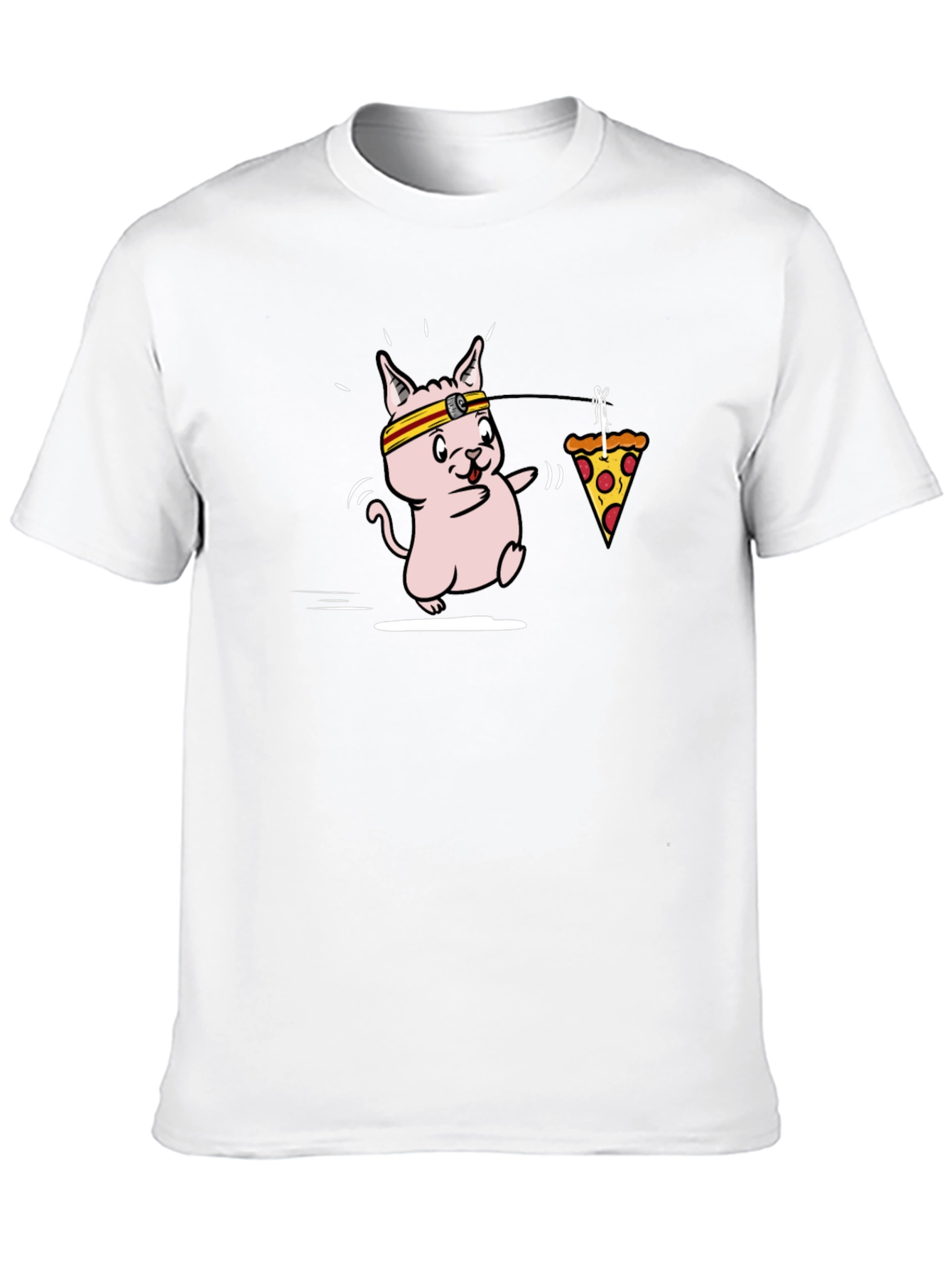 Funny Running Cat Pizza T-Shirt