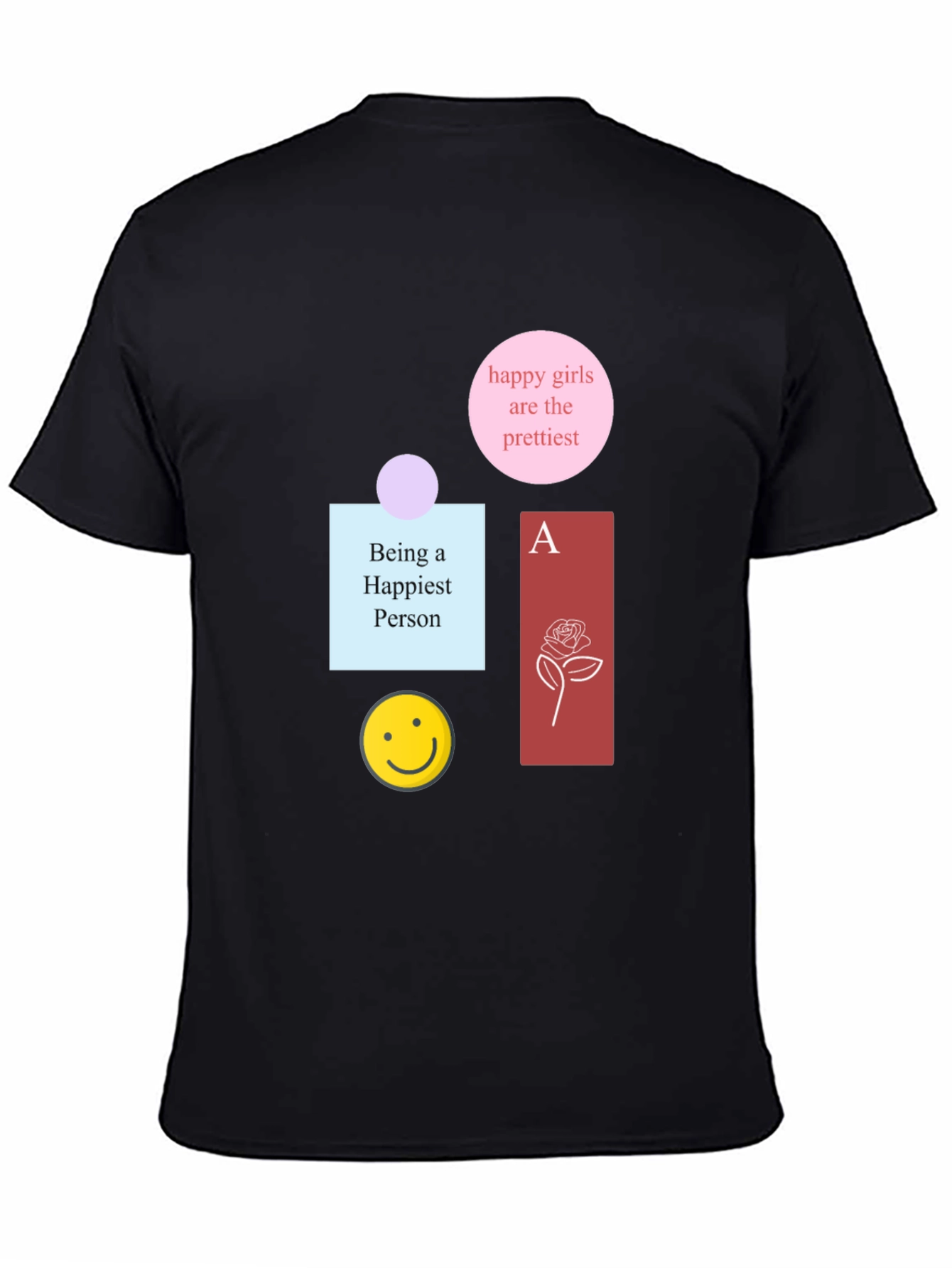 Graphic Print Cotton Tee - Happy Theme