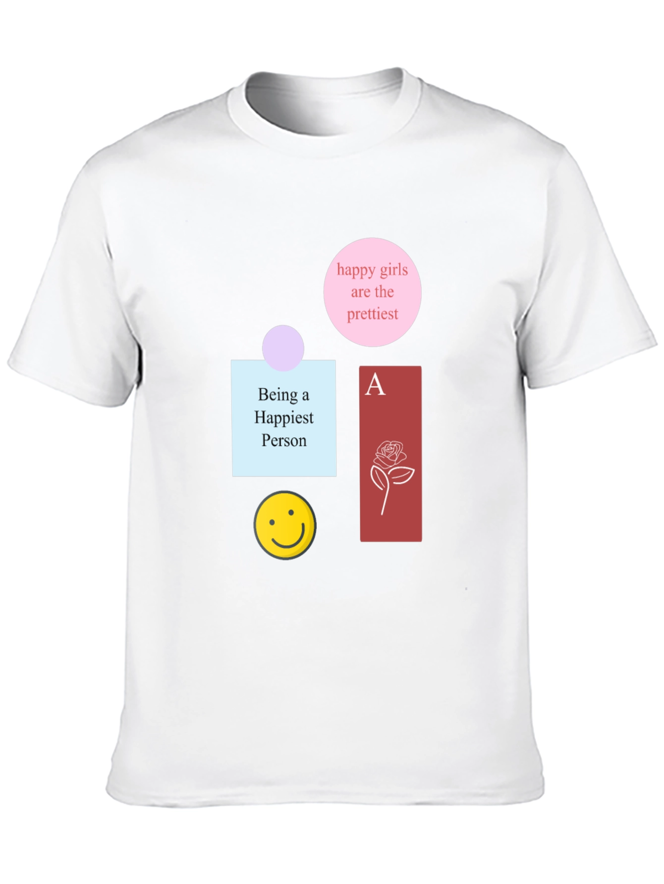 Graphic Print Cotton Tee - Happy Theme
