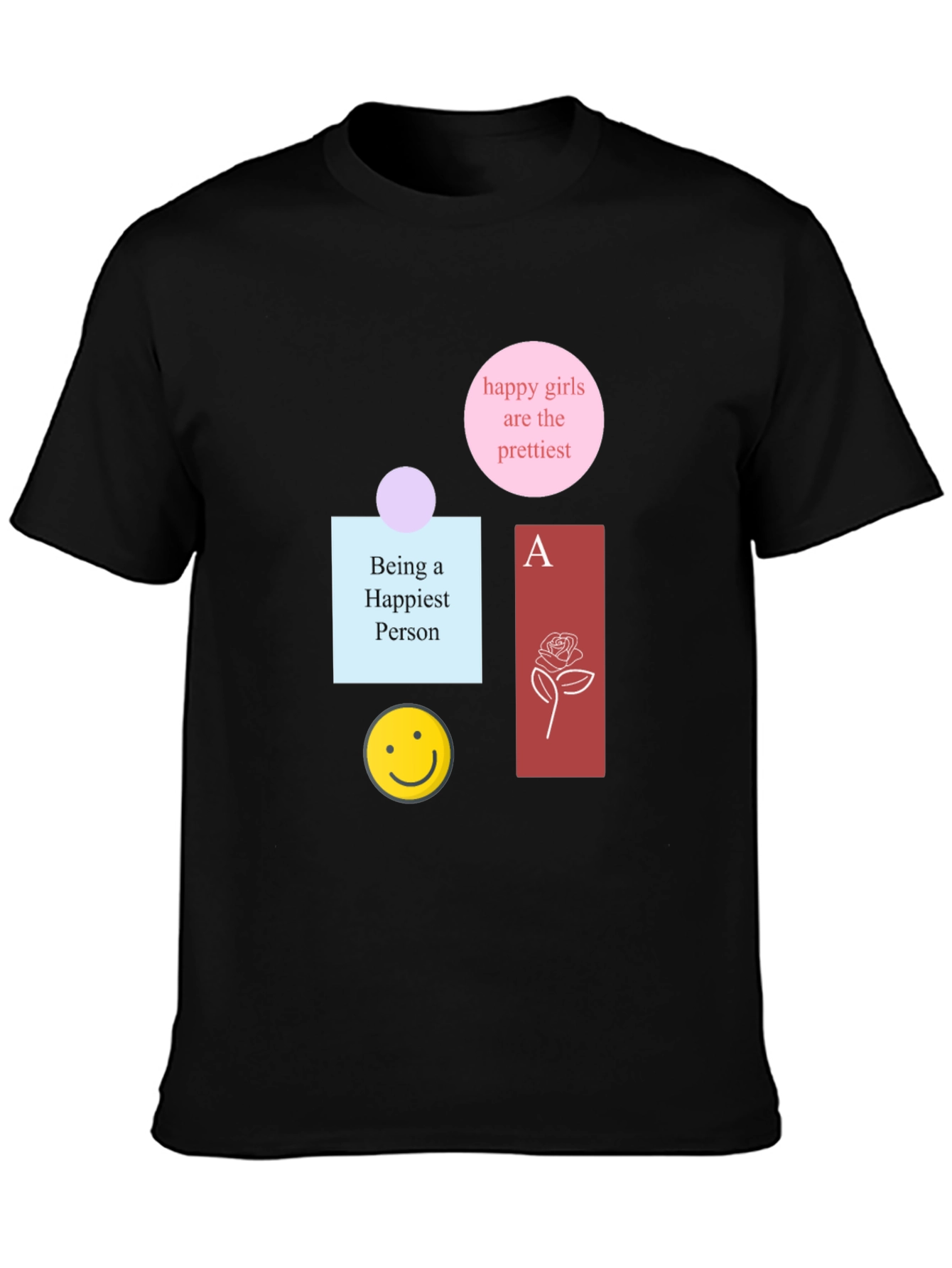Graphic Print Cotton Tee - Happy Theme