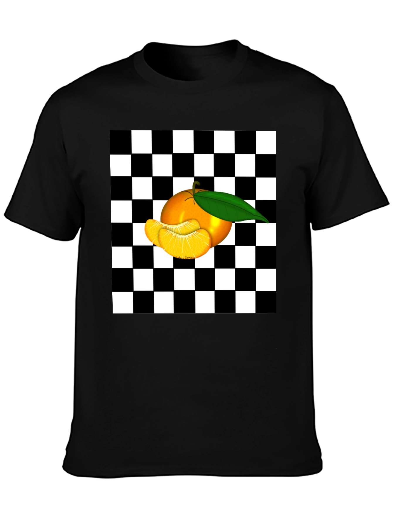 Checkered Orange Graphic Tee