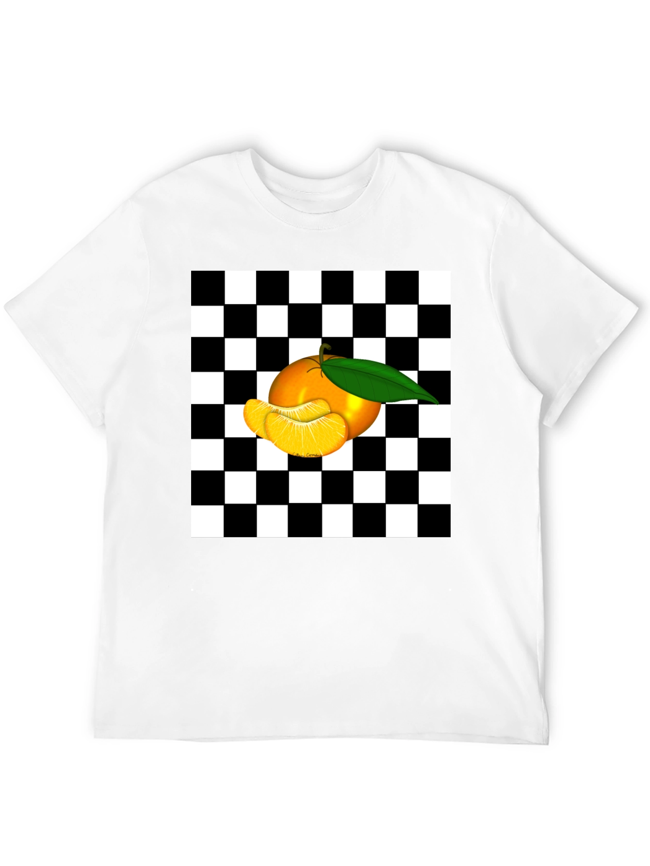 Checkered Orange Graphic Tee