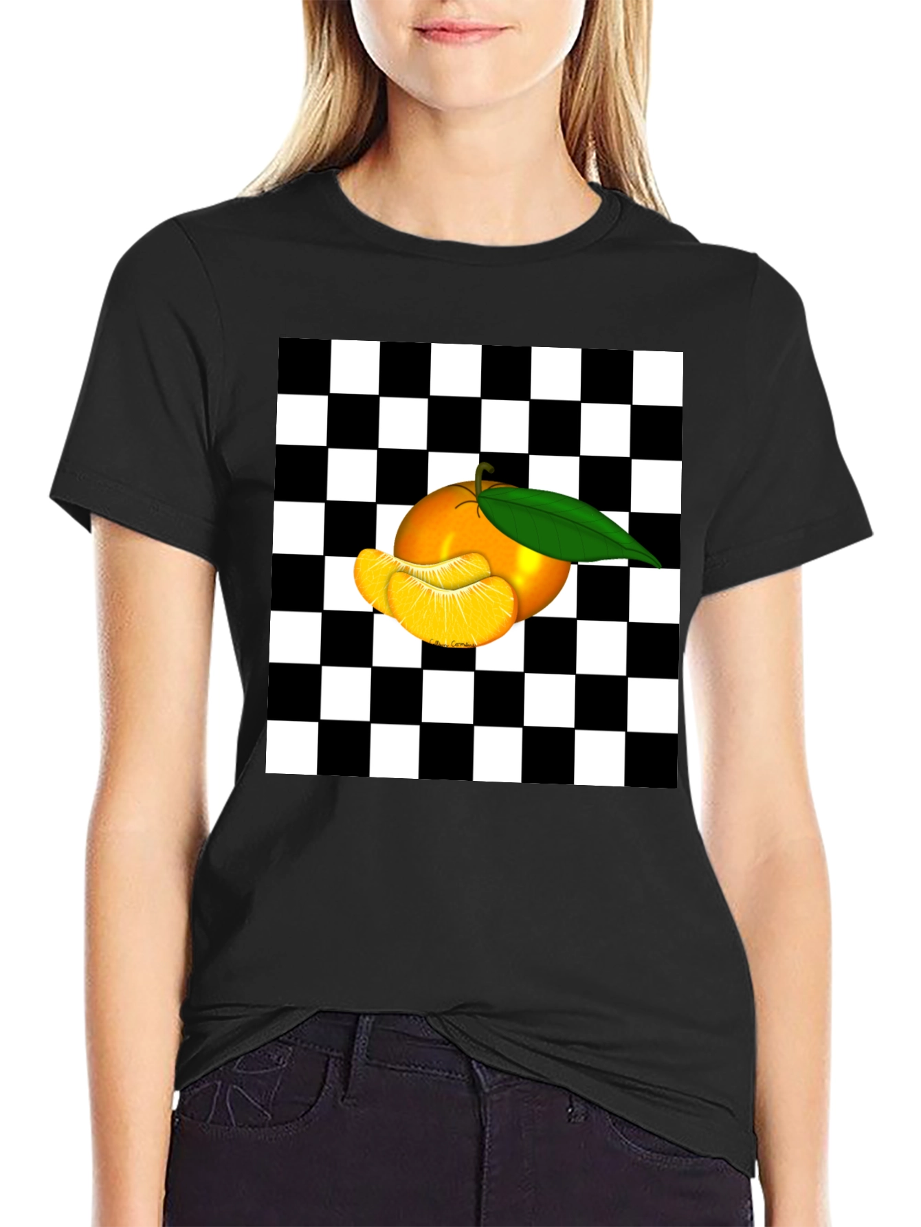 Checkered Orange Graphic Tee