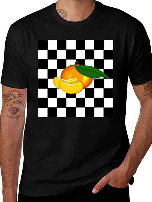 Checkered Orange Graphic Tee