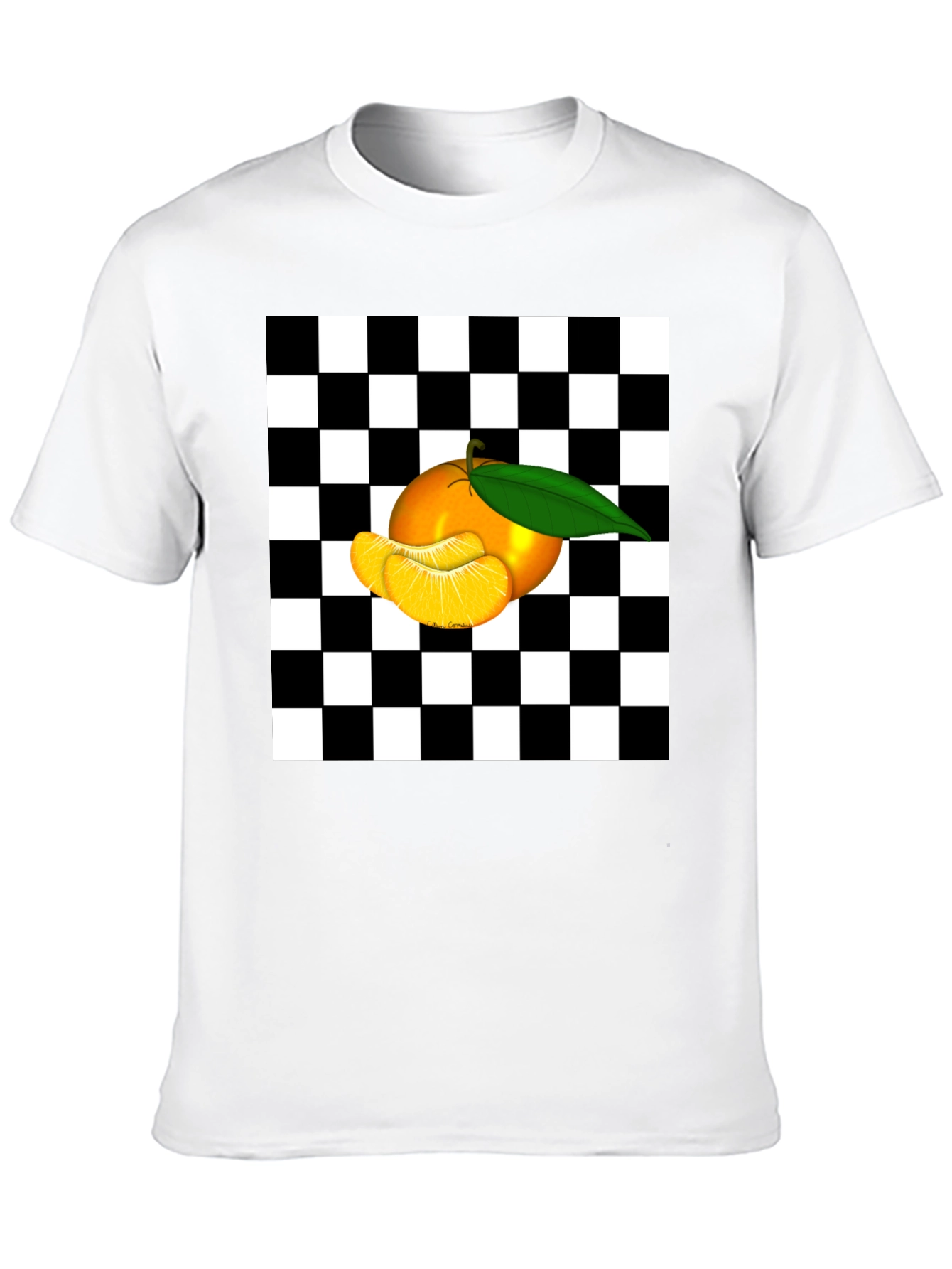 Checkered Orange Graphic Tee