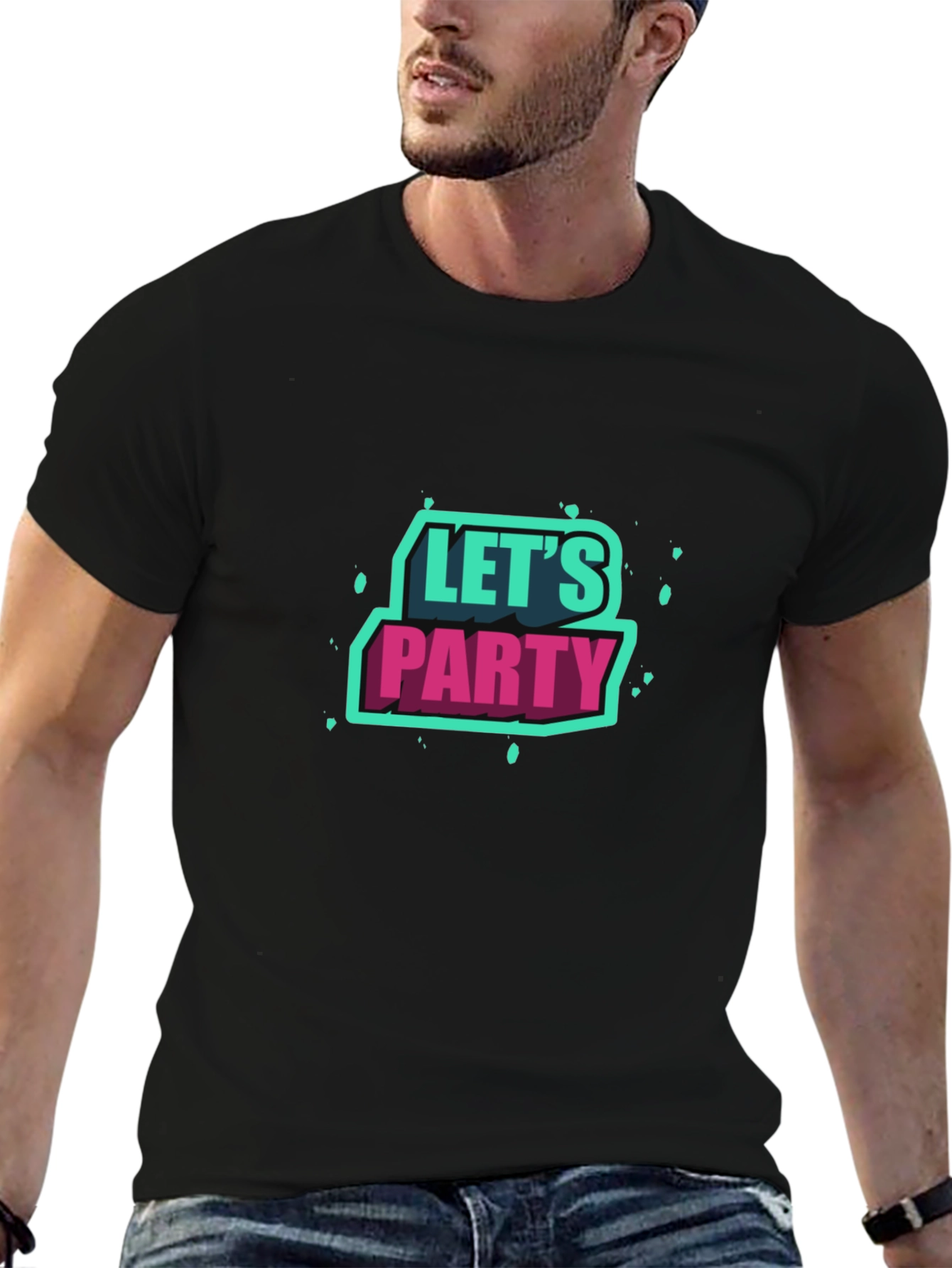 Lets Party Graphic Tee - Black Short Sleeve