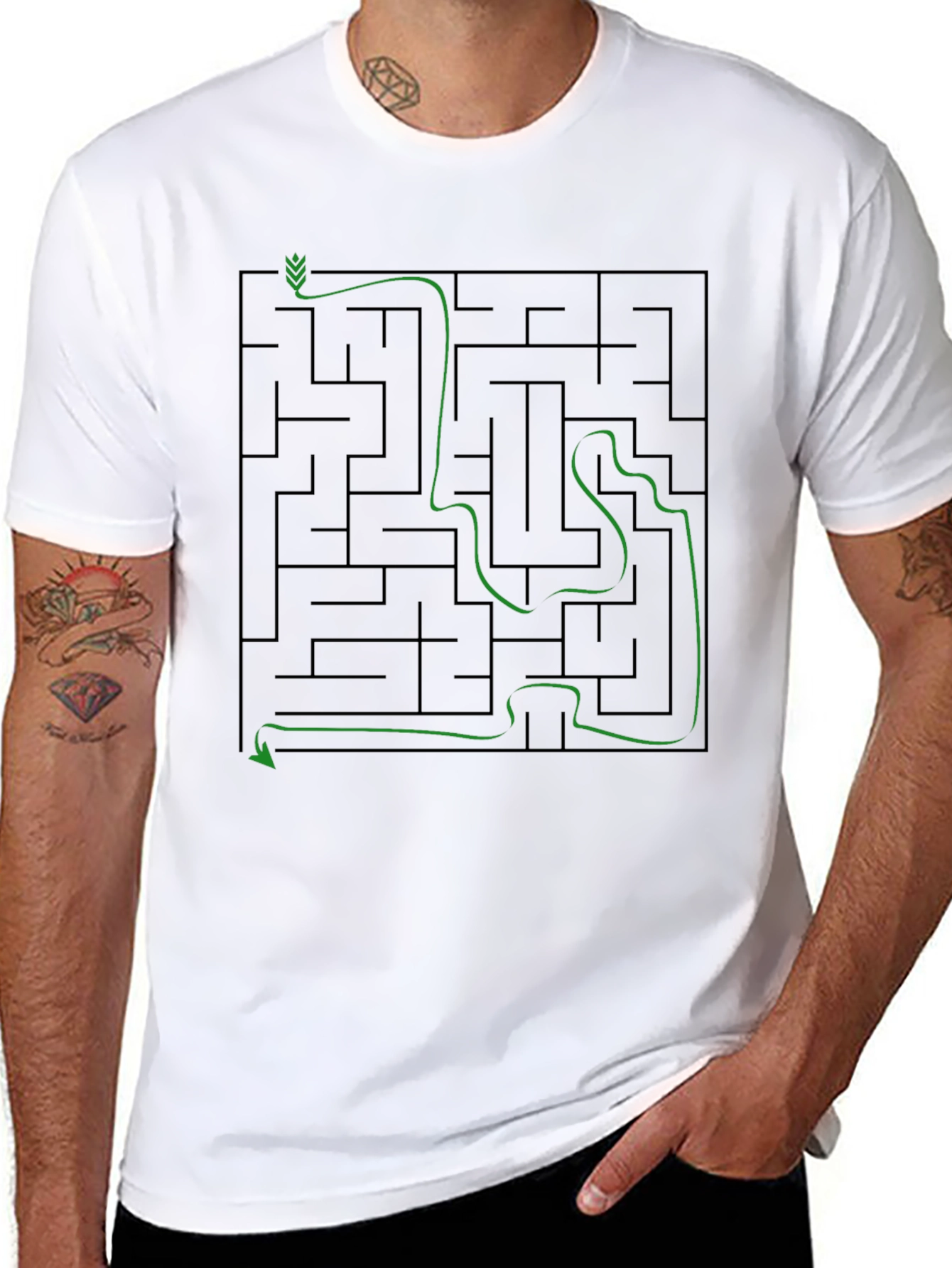 Maze Solution Graphic Tee - Mens Cotton T-Shirt