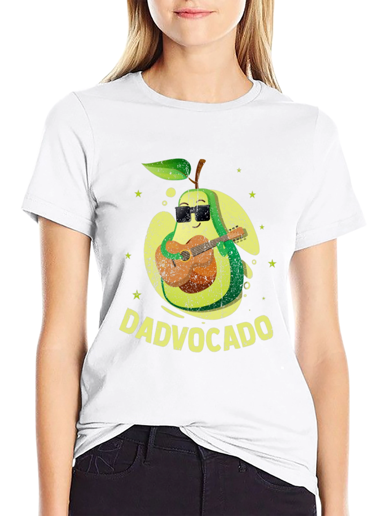 Dad-vocado T-Shirt: Avocado Playing Guitar - Fathers Day Tee