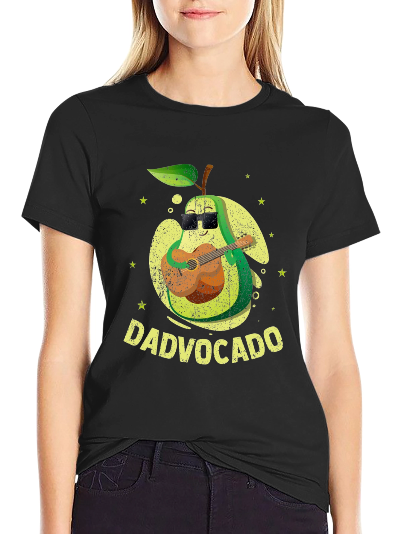 Dad-vocado T-Shirt: Avocado Playing Guitar - Fathers Day Tee