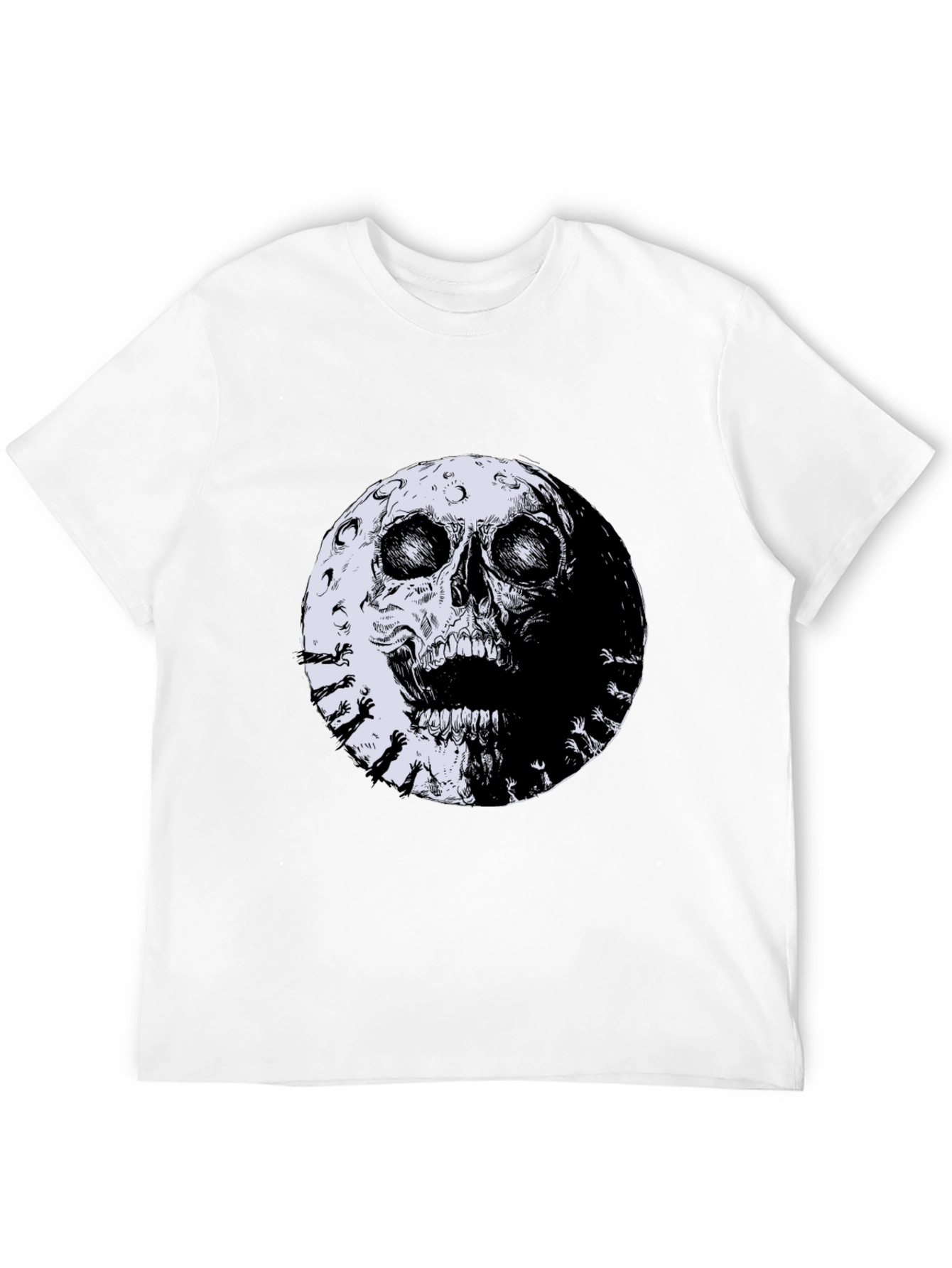 Skull Moon Graphic Tee - Black Cotton T-Shirt