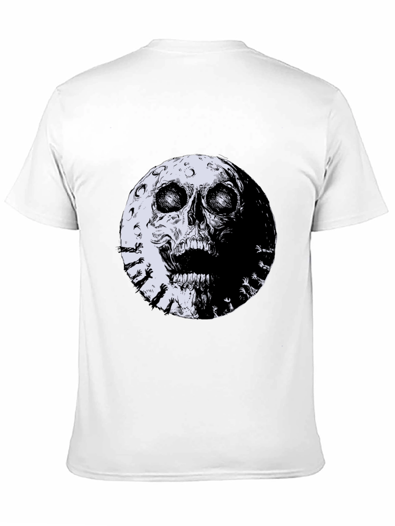 Skull Moon Graphic Tee - Black Cotton T-Shirt