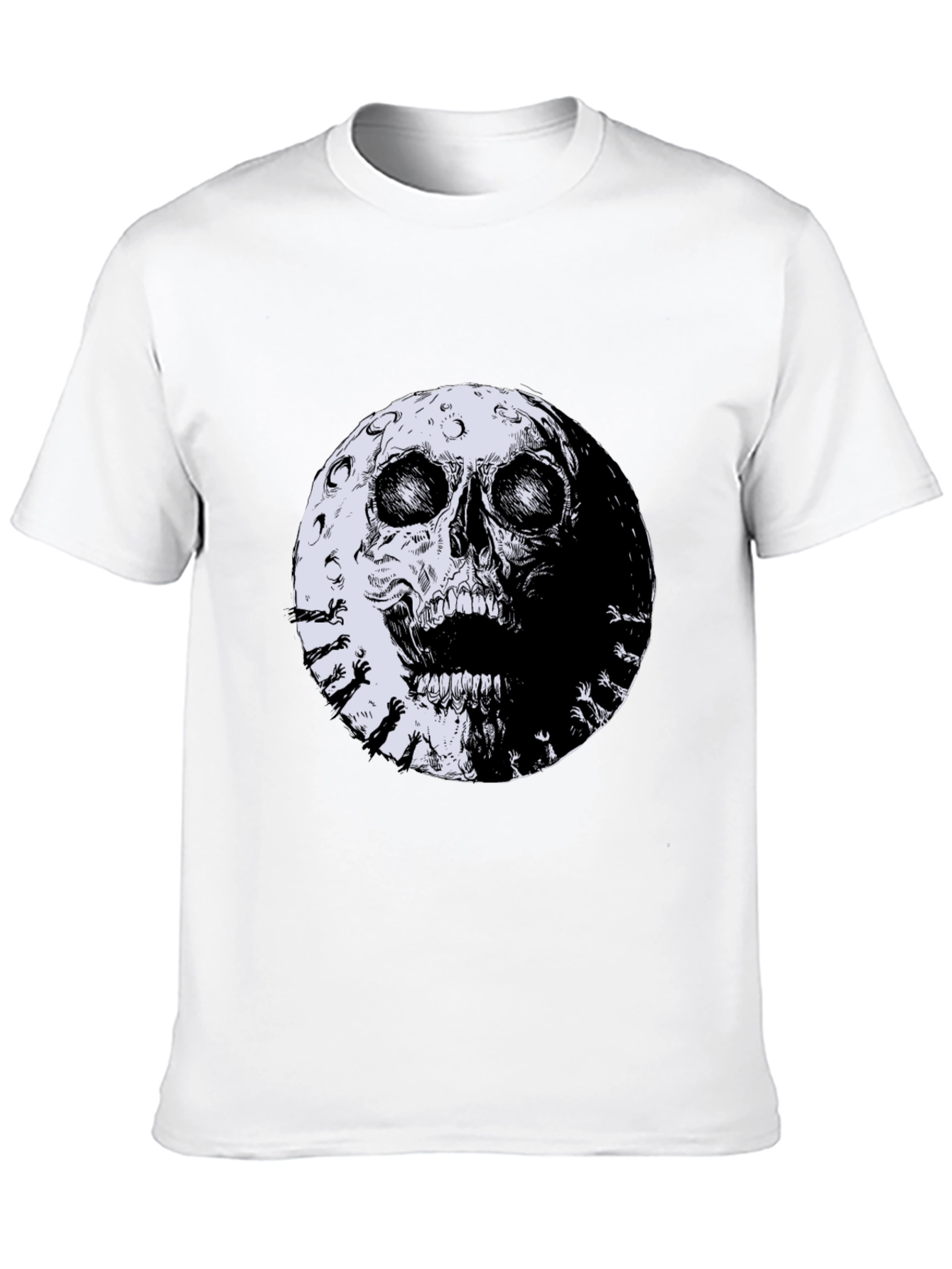Skull Moon Graphic Tee - Black Cotton T-Shirt