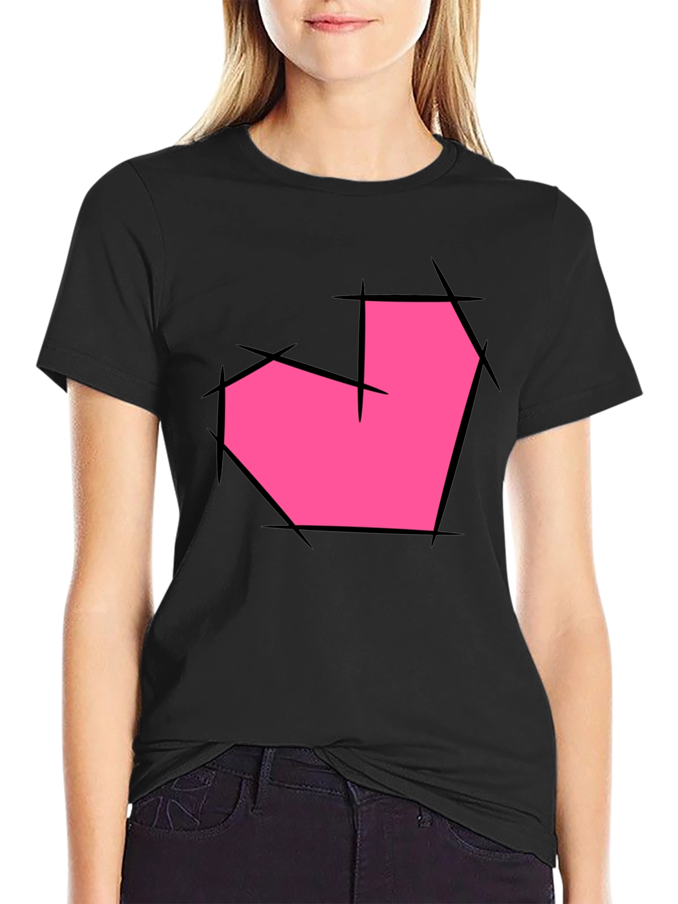 Heart Graphic Black T-Shirt - Unique Design